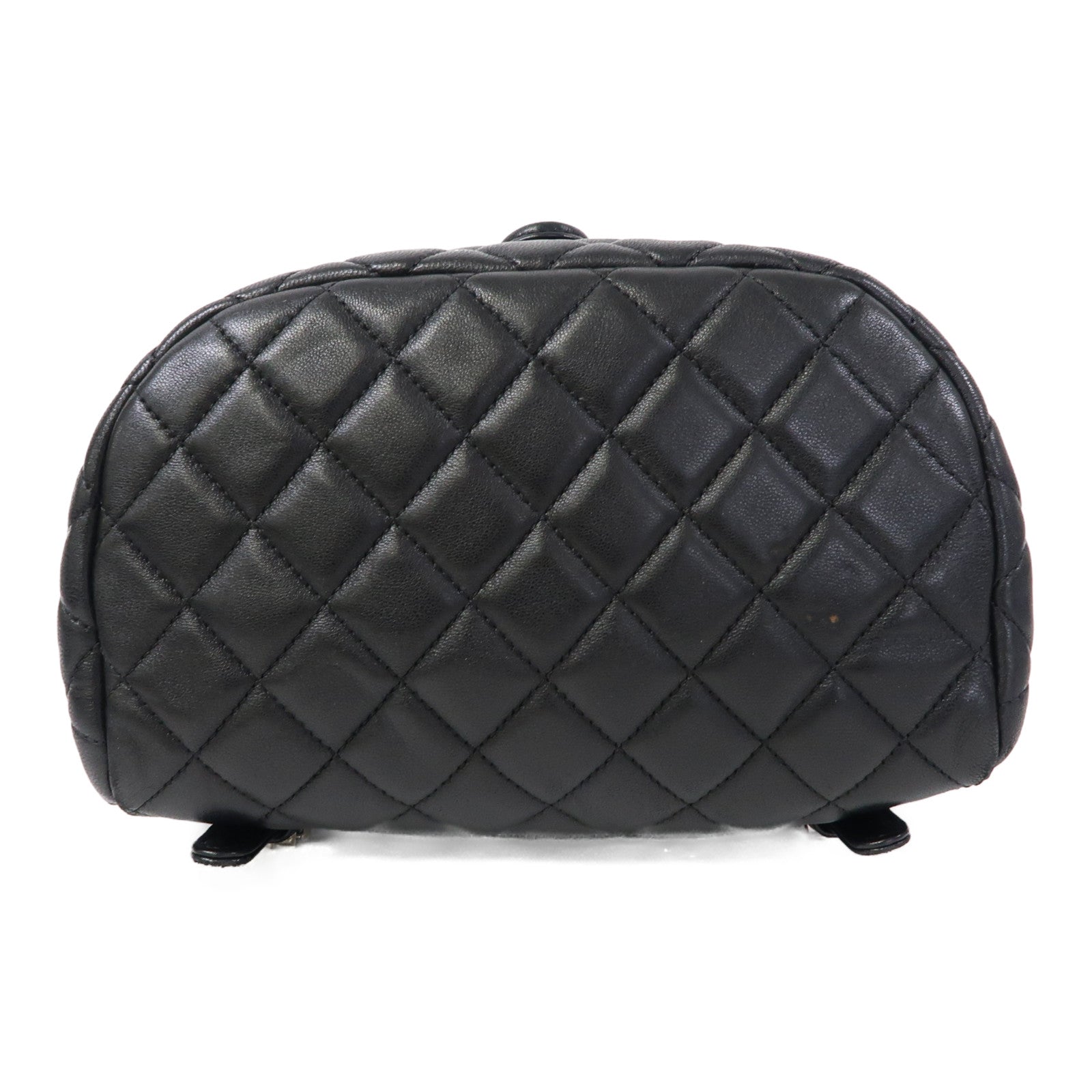 CHANEL 菱格牛皮皮革Backpack銀扣背包黑色