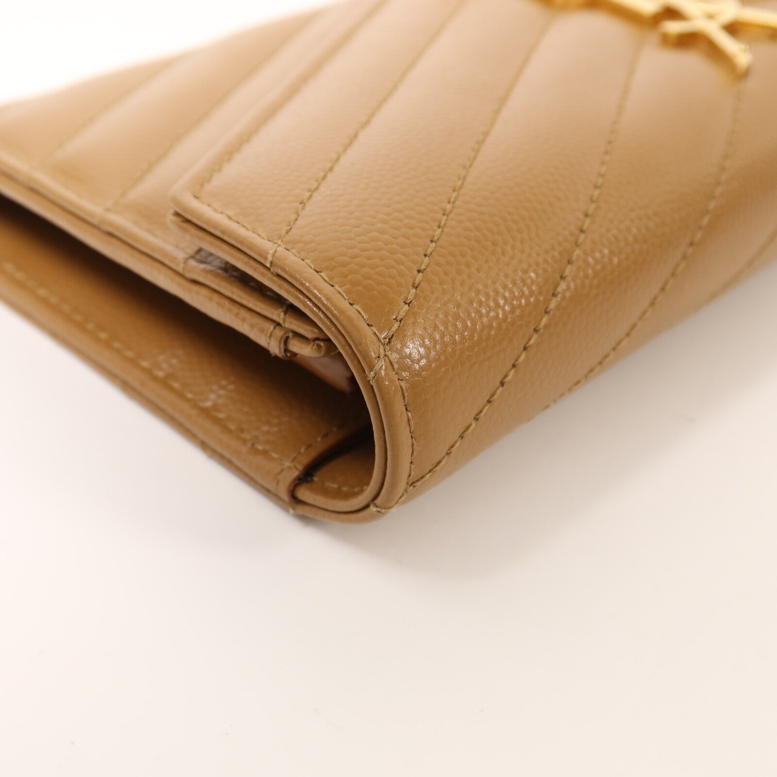 SAINT LAURENT 【激減優惠】牛皮皮革Large Flap Wallet金扣長錢包