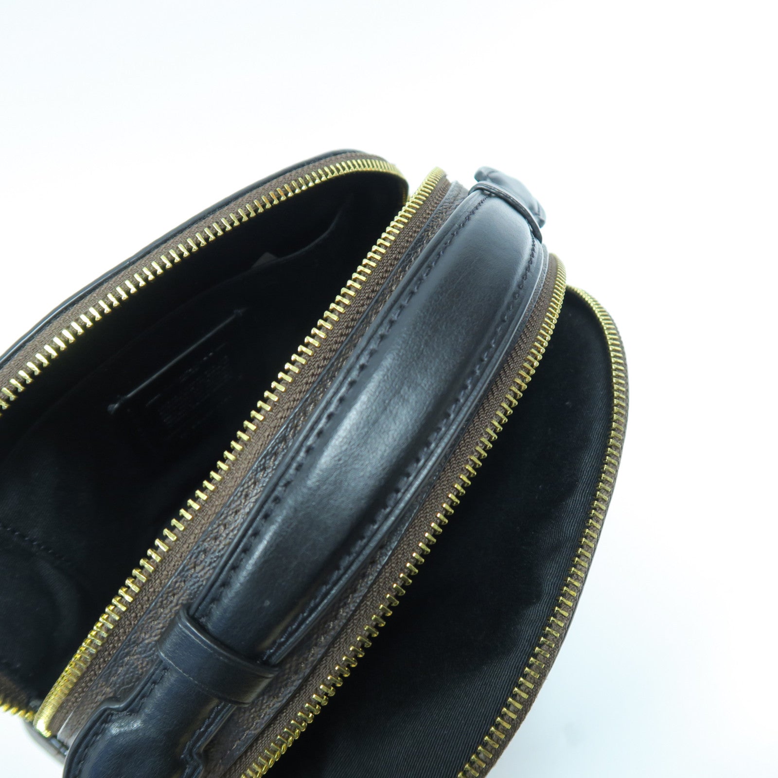 COACH 【激減優惠】塗層帆布2 Way Shoulder Bag金扣手挽肩背兩用袋啡色/黑色