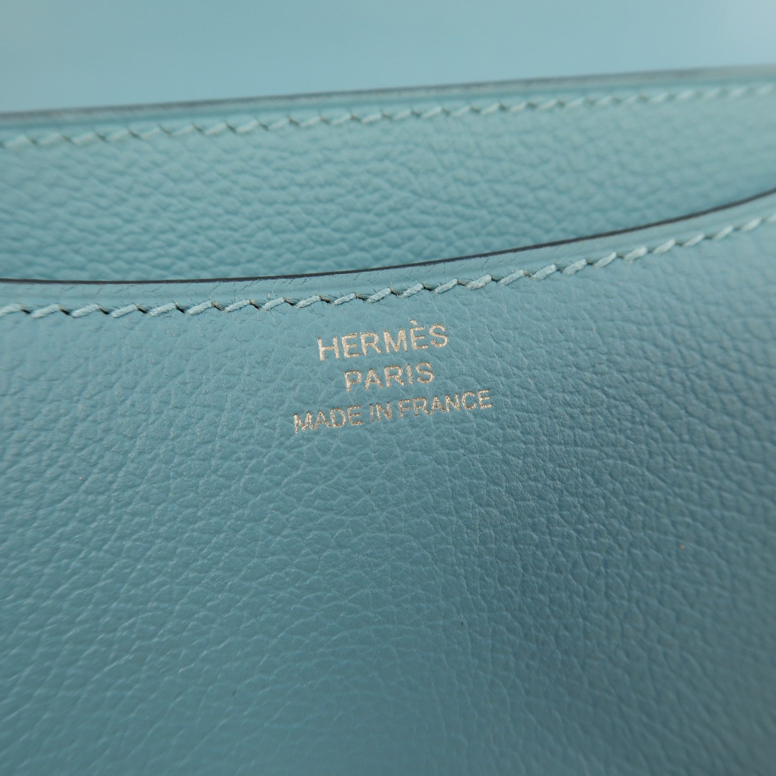 HERMES 【激減優惠】Evercolor皮革Constance Mini銀扣肩背袋藍色