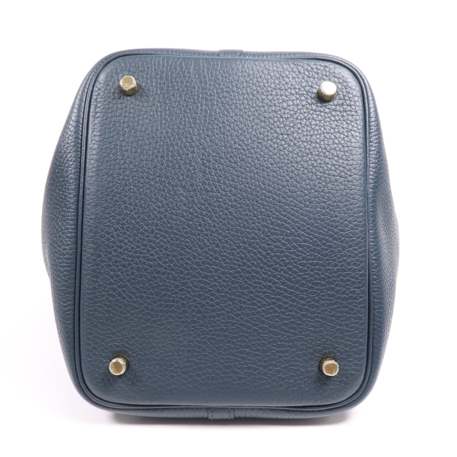 HERMES Clemence皮革Picotin MM金扣手挽袋 Vert Cypres