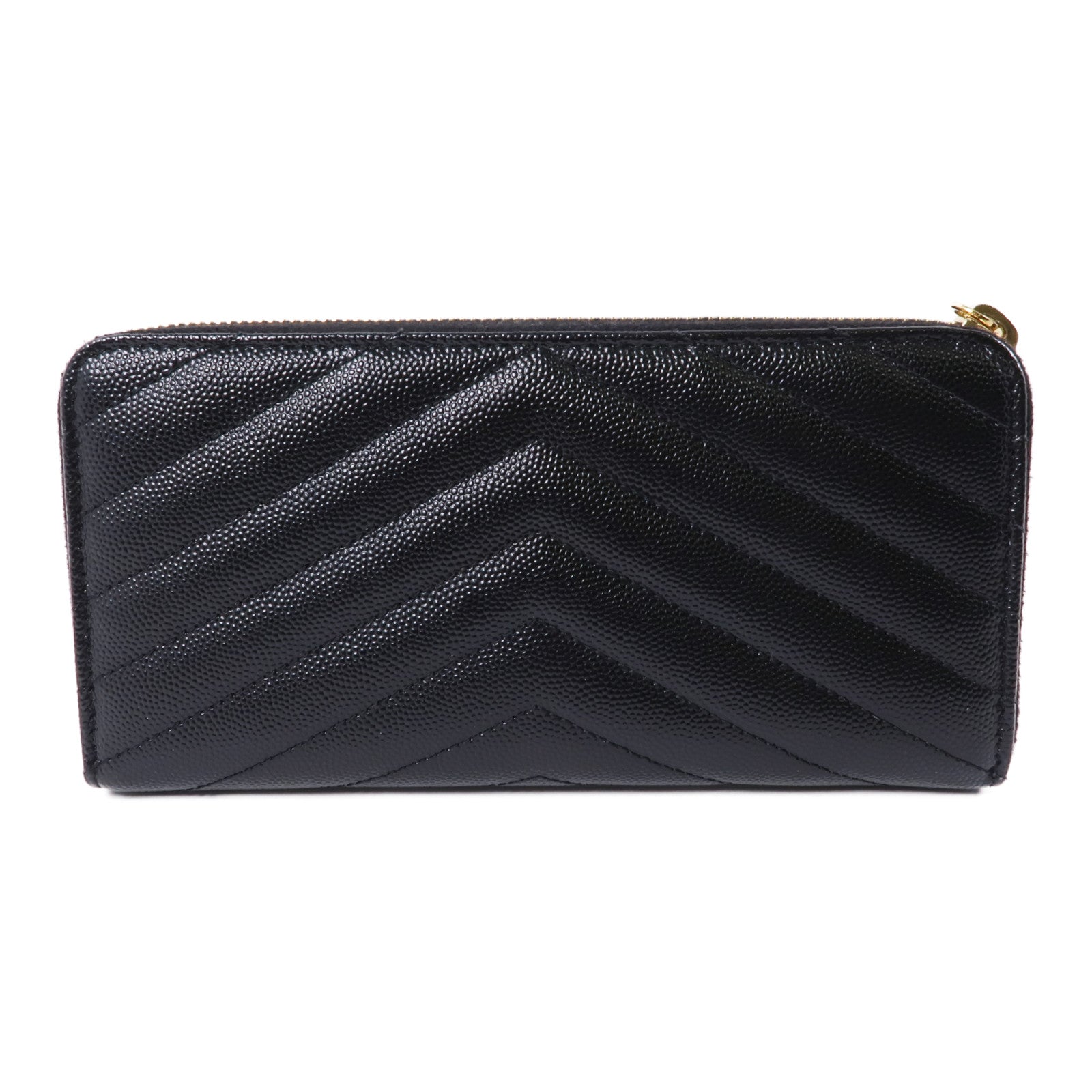 SAINT LAURENT 牛皮皮革Zipped Long Wallet金扣長錢包黑色