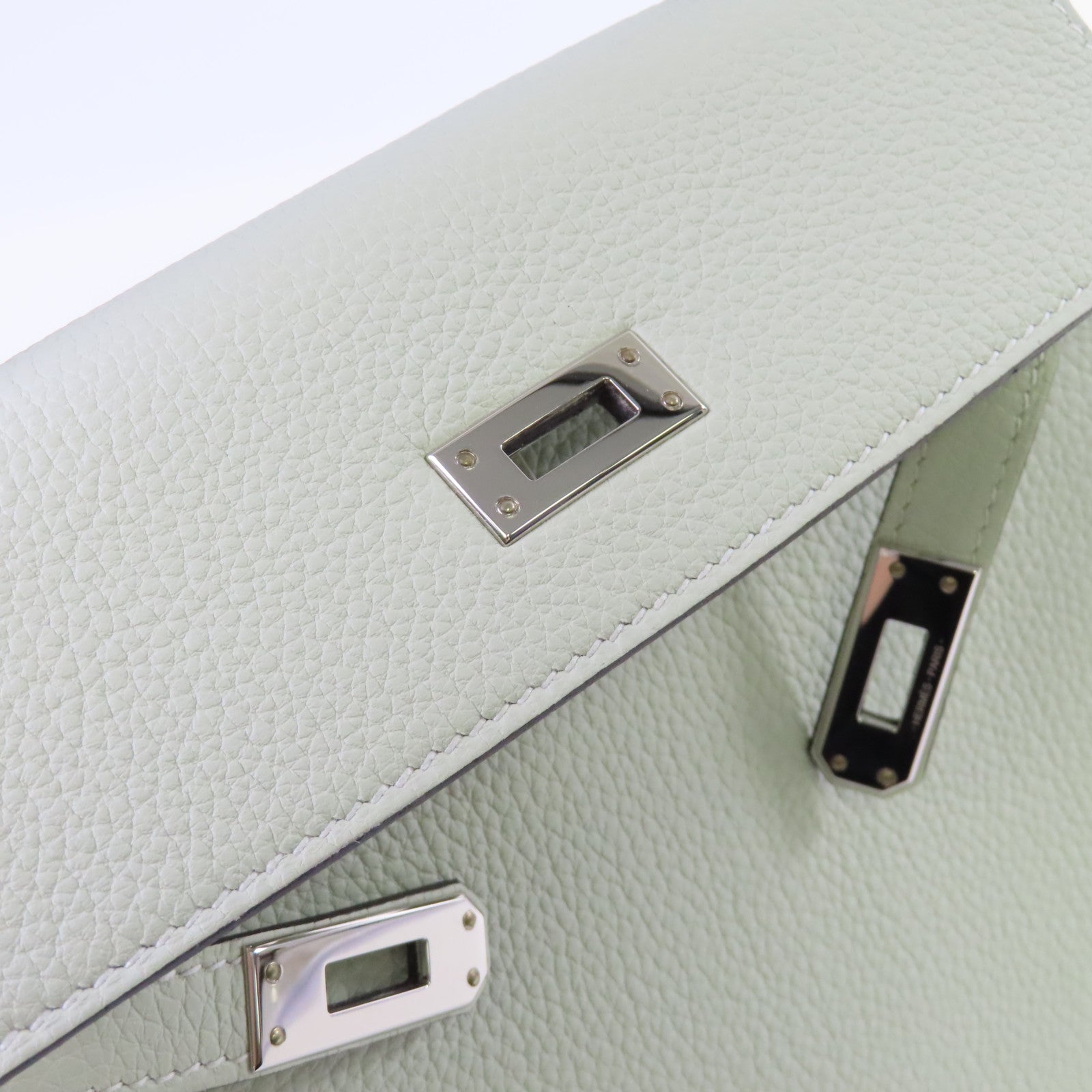 HERMES 【激減優惠】Togo皮革Kelly 25 2way Handbag銀扣手挽肩背兩用袋Gris Neve水晶灰色