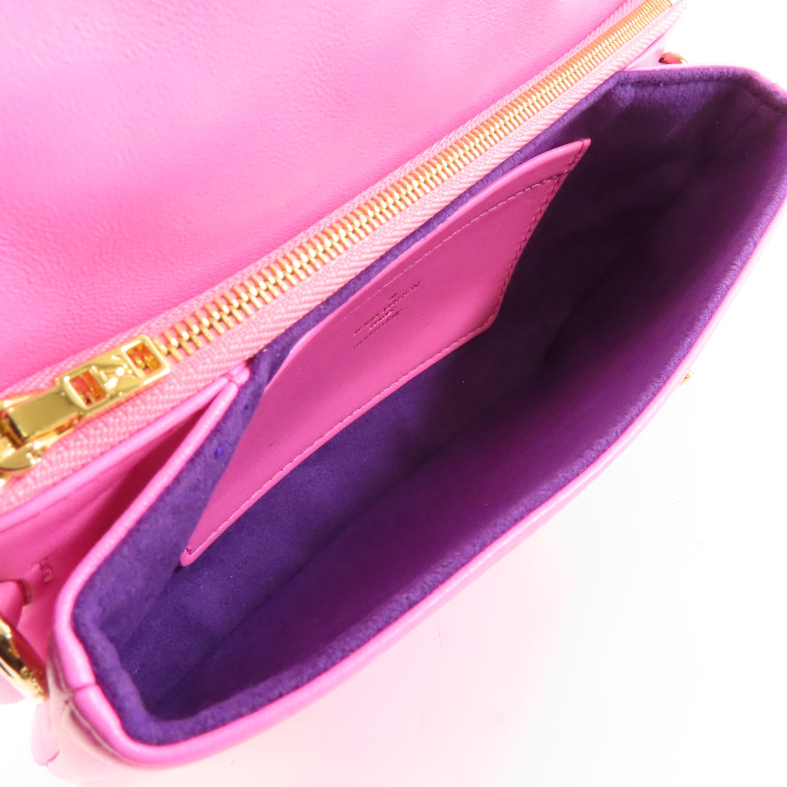 LOUIS VUITTON 羊皮皮革Pochette Coussin金扣鏈帶肩背袋粉紅色