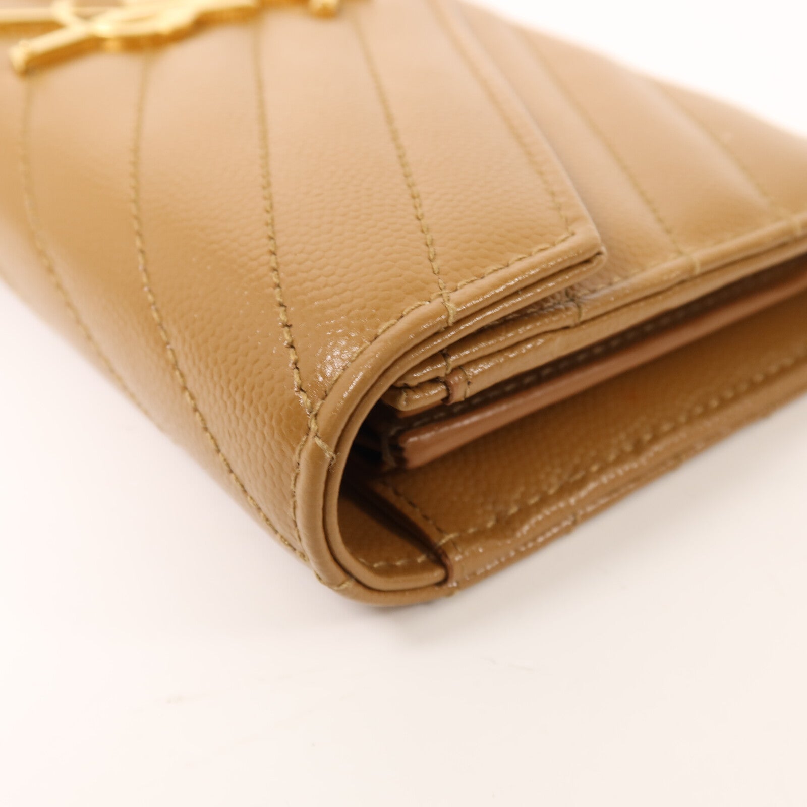 SAINT LAURENT 【激減優惠】牛皮皮革Large Flap Wallet金扣長錢包