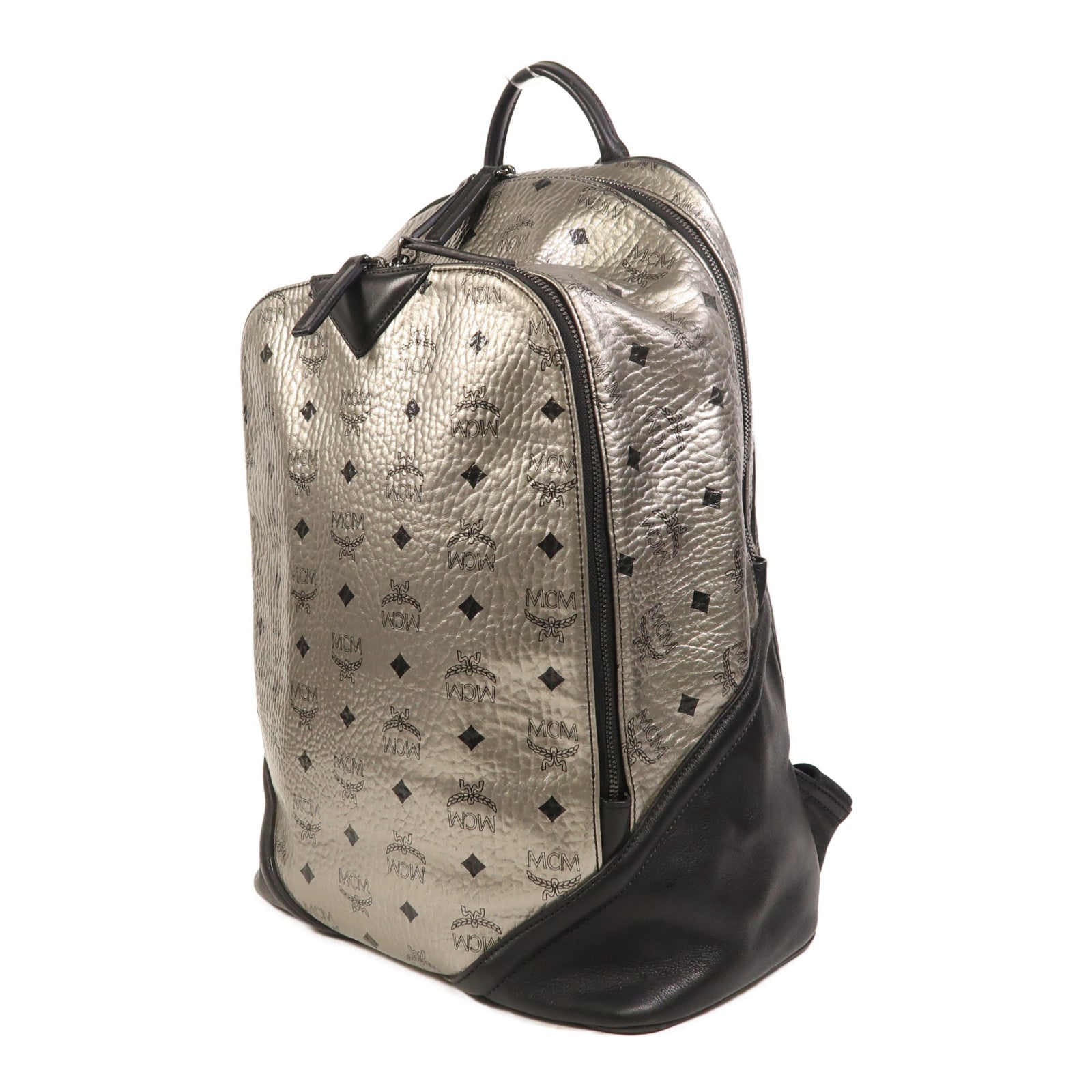 MCM 皮革Backpack銀扣背包