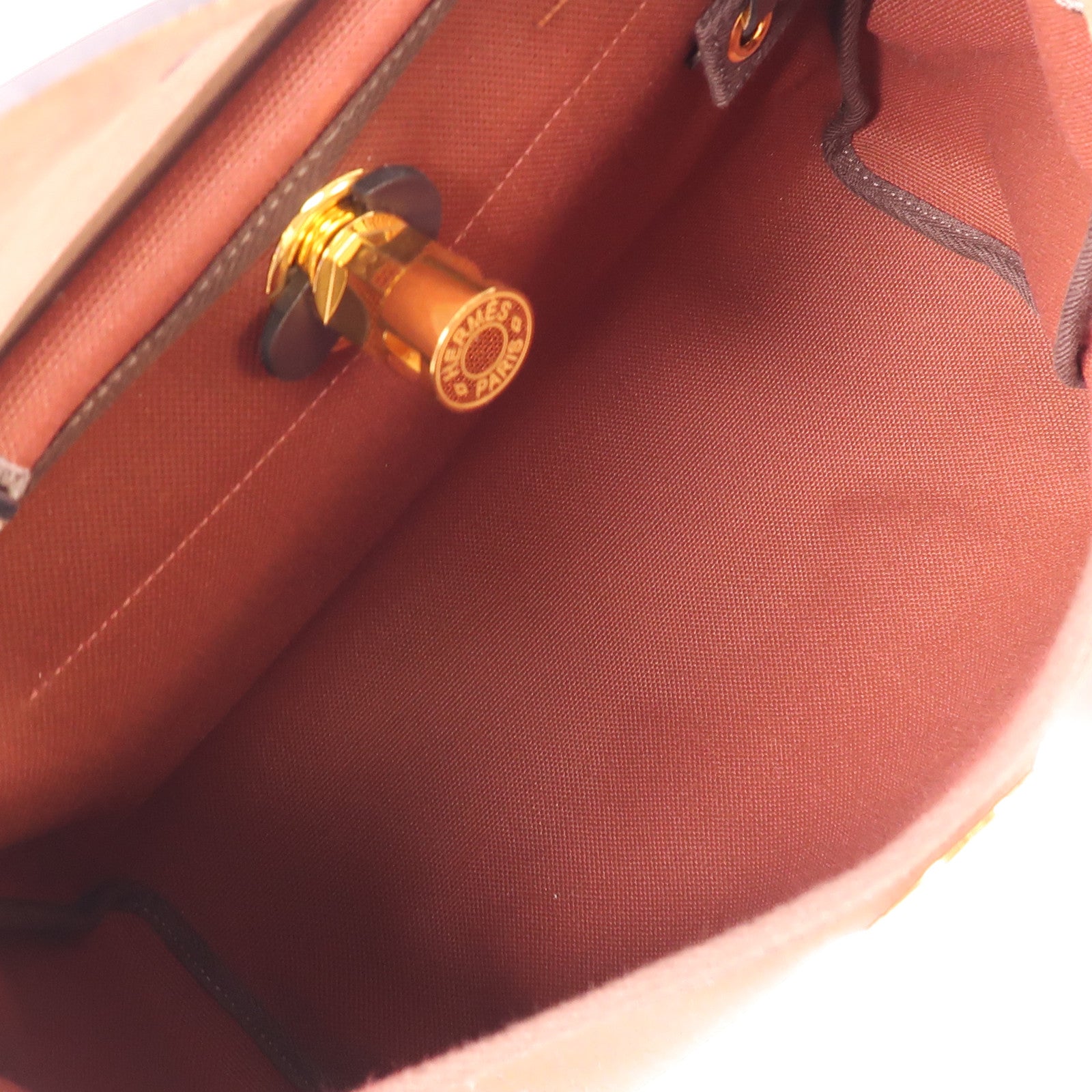 HERMES 帆布Herbag PM金扣手挽肩背兩用袋Rouge H紅色