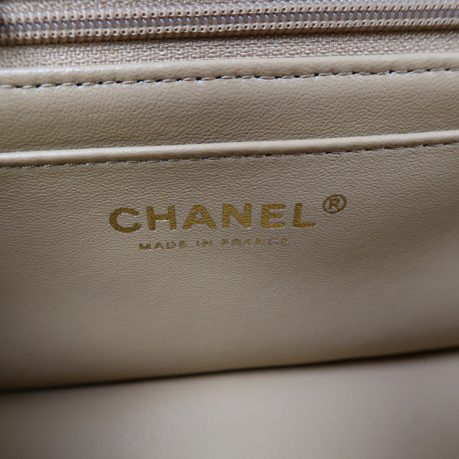 CHANEL 菱格羊皮皮革Chain Shoulder金扣手挽肩背兩用袋裸色