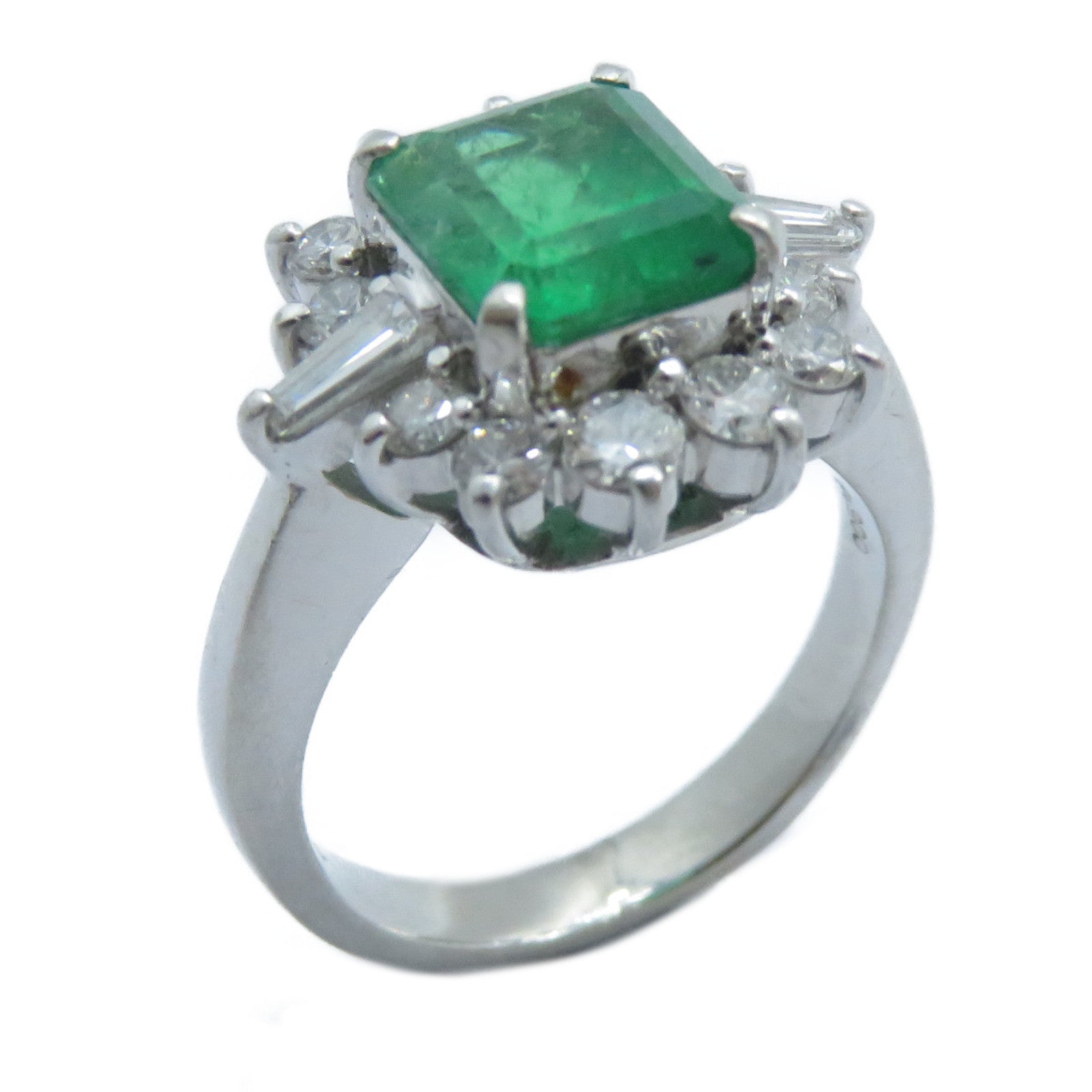 JEWELRY 【激減優惠】PT900鉑金Emerald Diamond Ring 1.92ct綠寶石/0.74ct鑽石戒指US#5