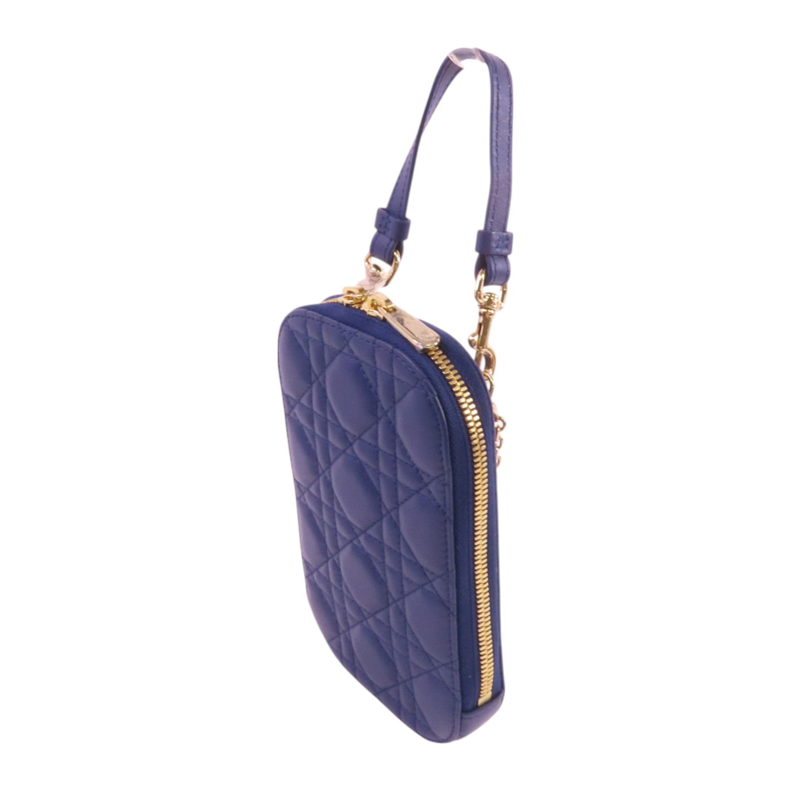 Dior CD GHW Phone Shoulder Bag Handbag Lambskin Leather