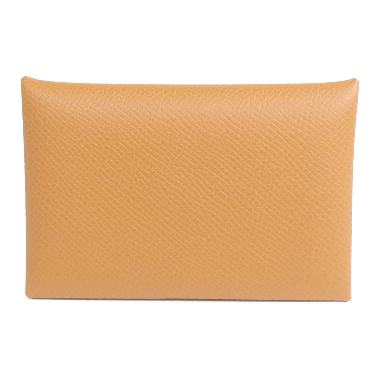 HERMES Epsom皮革Calvi銀扣卡片套Gold