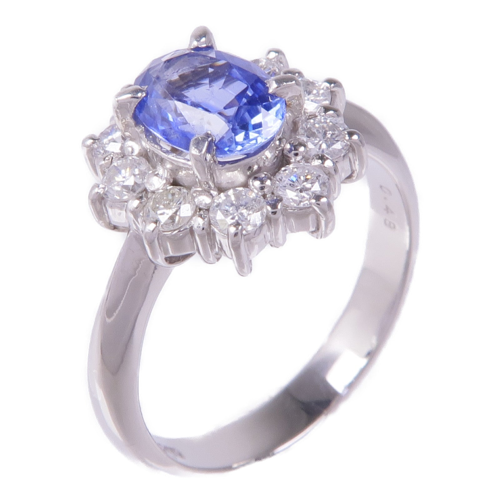 JEWELRY PT900鉑金Sapphire Diamond Ring藍寶石/鑽石戒指US#6.25