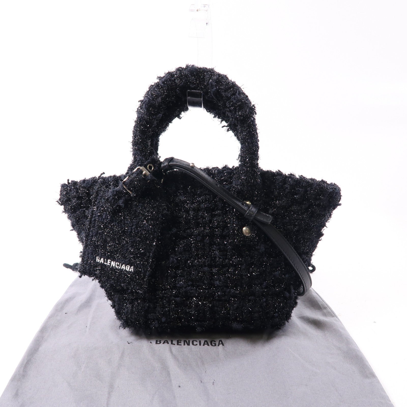 BALENCIAGA SHW Mini Bistro 2way Shoulder Bag Tweed Black