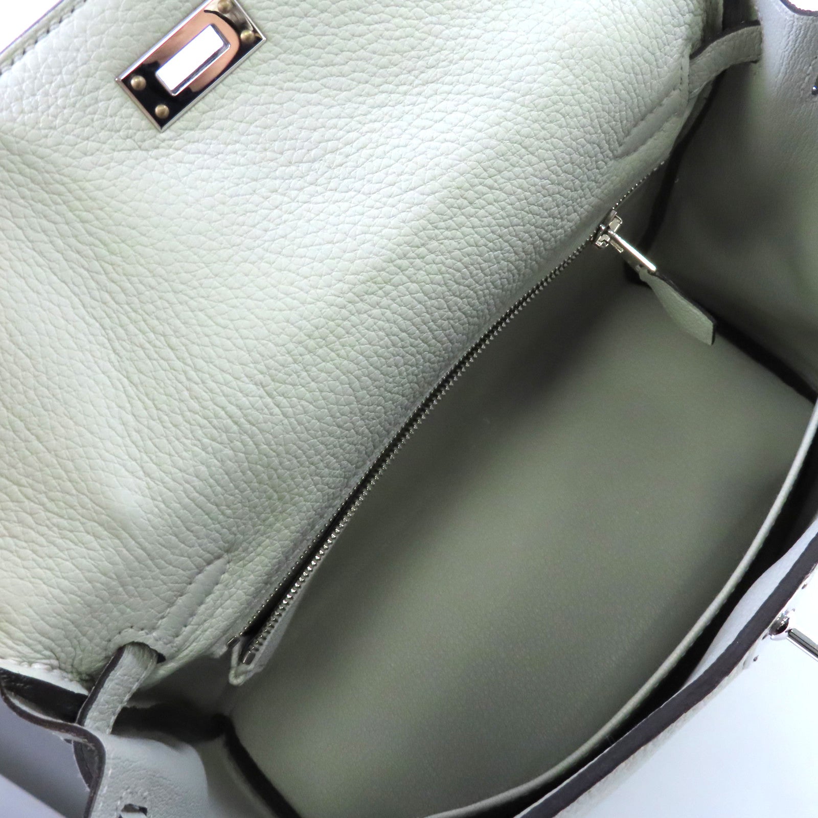 HERMES 【激減優惠】Togo皮革Kelly 25 2way Handbag銀扣手挽肩背兩用袋Gris Neve水晶灰色