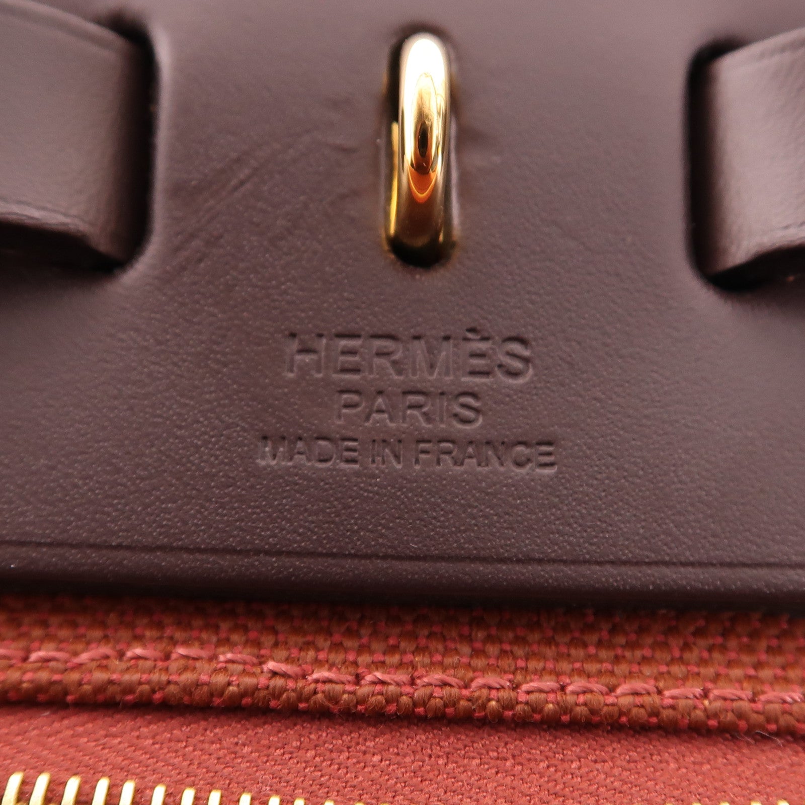 HERMES 帆布Herbag PM金扣手挽肩背兩用袋Rouge H紅色