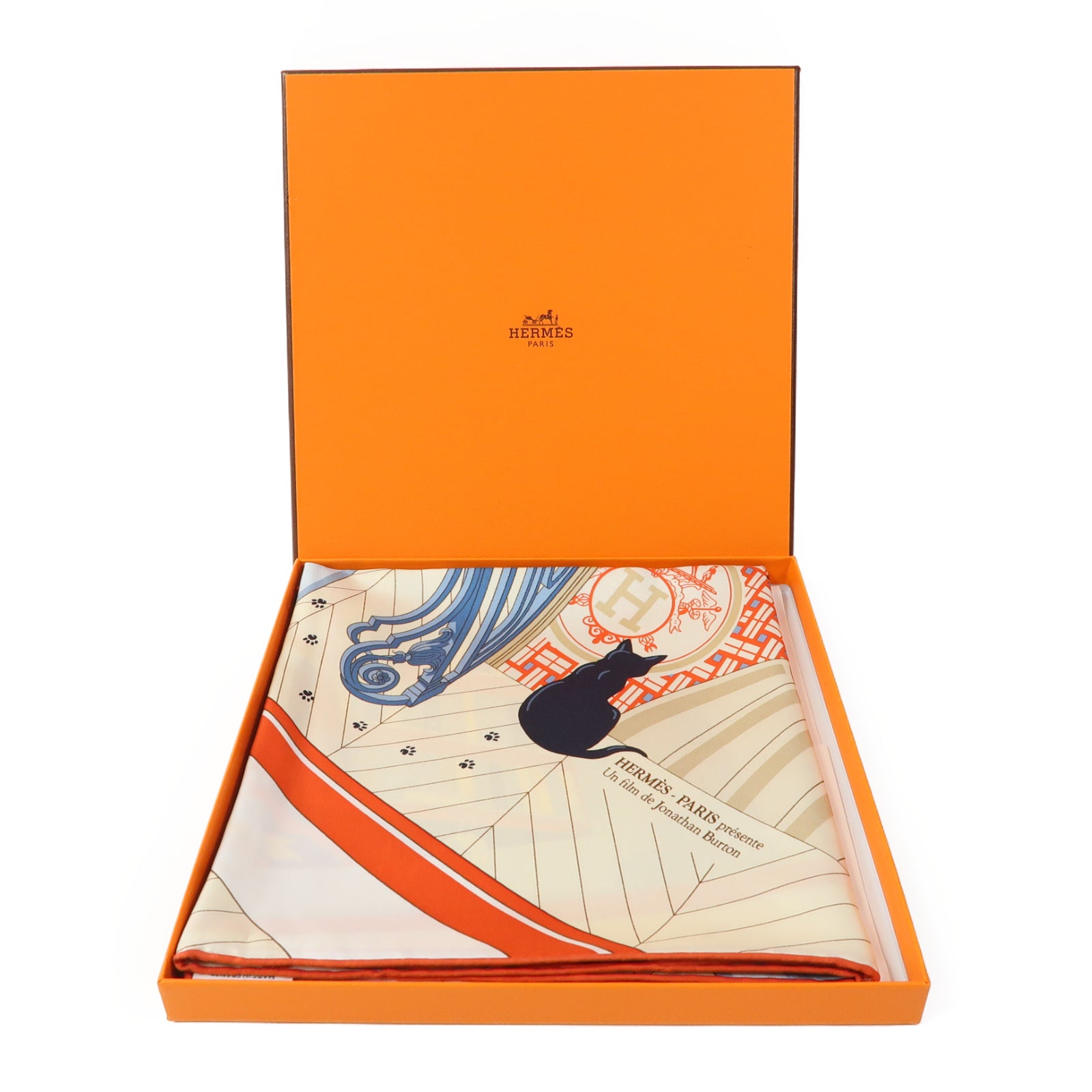 HERMES 【激減優惠】絲質Scarf圍巾米色/橙色/藍色