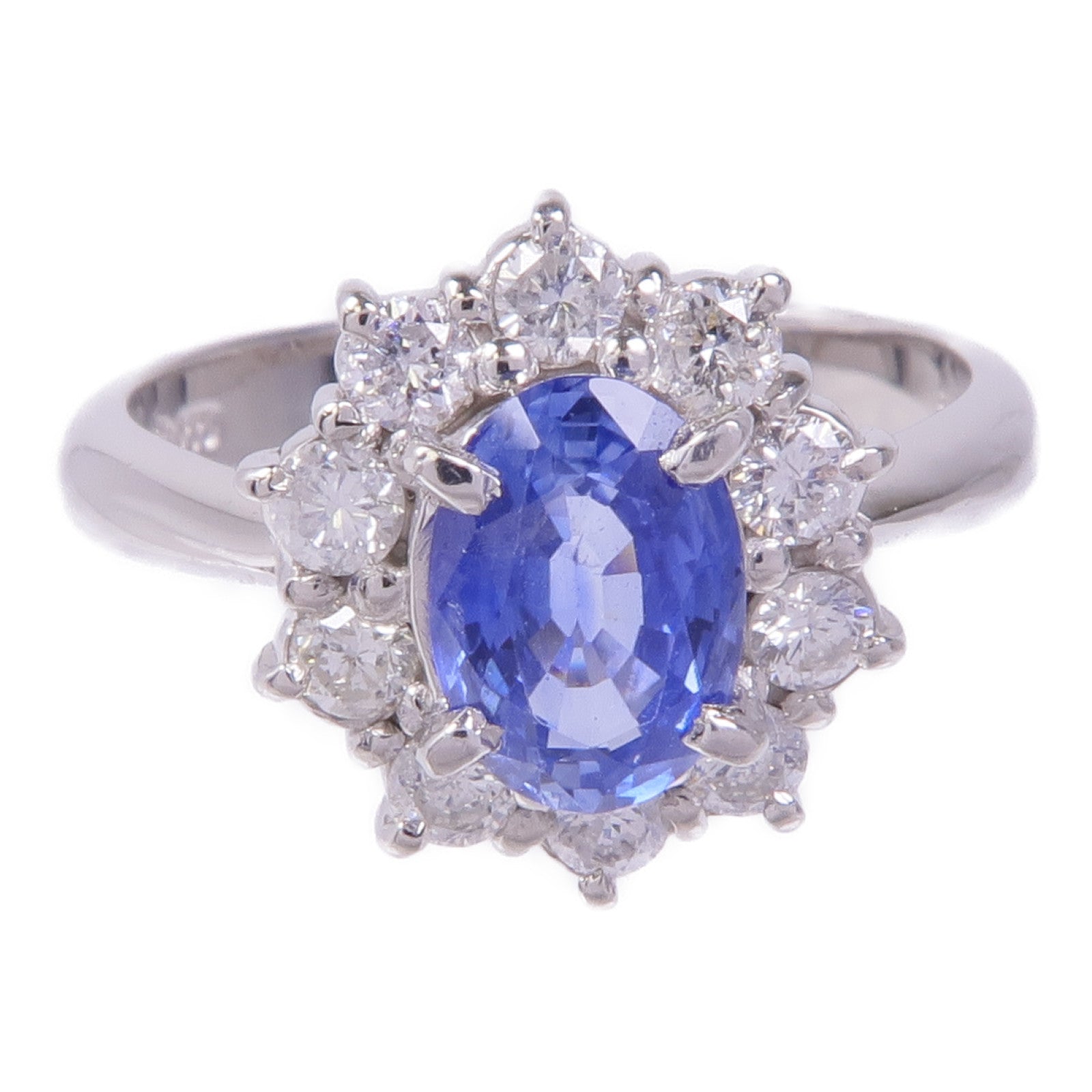 JEWELRY PT900鉑金Sapphire Diamond Ring藍寶石/鑽石戒指US#6.25