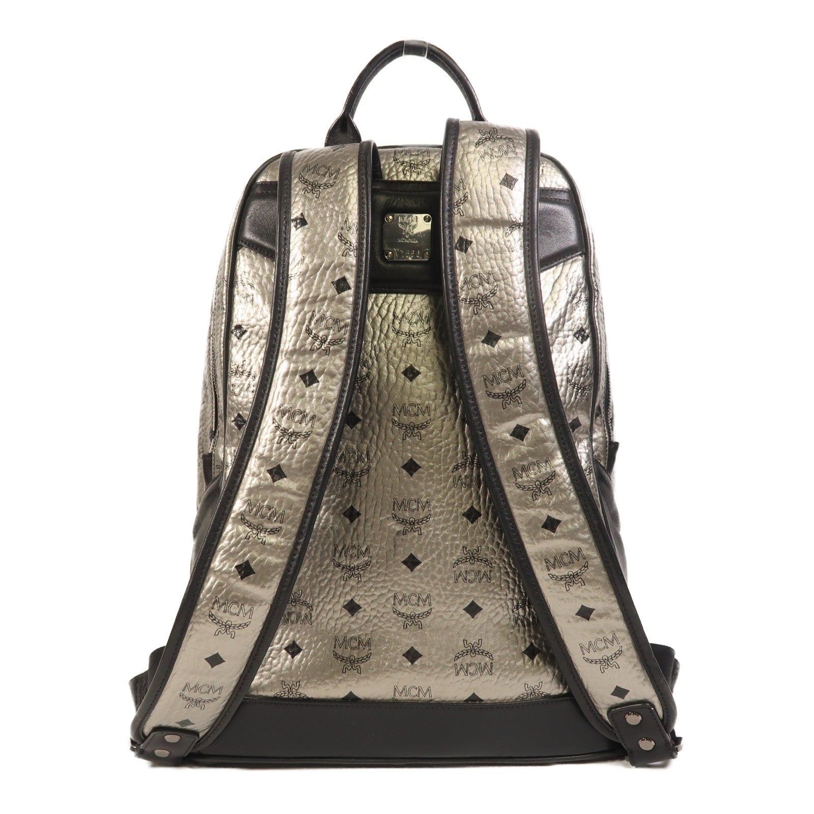 MCM 皮革Backpack銀扣背包