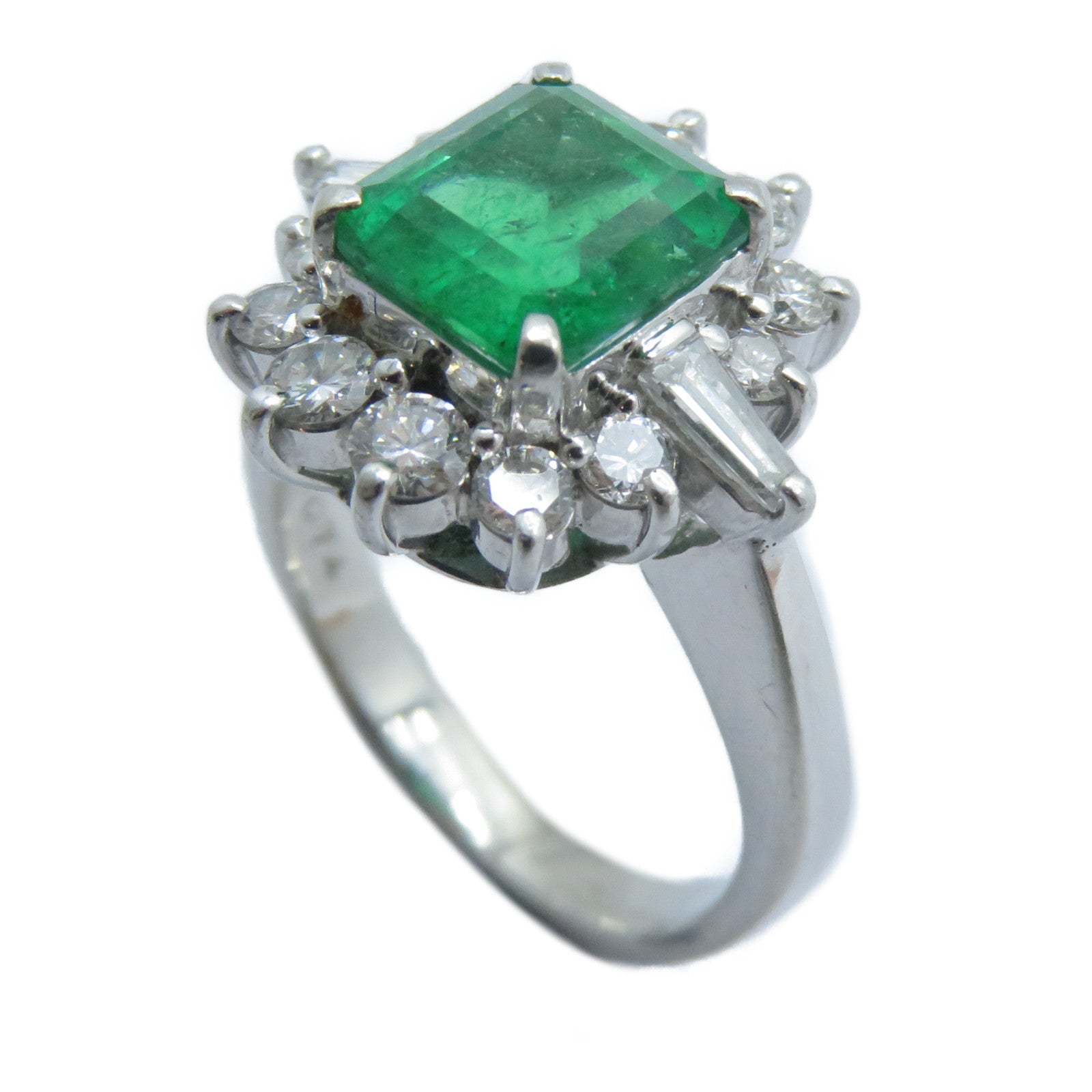 JEWELRY 【激減優惠】PT900鉑金Emerald Diamond Ring 1.92ct綠寶石/0.74ct鑽石戒指US#5