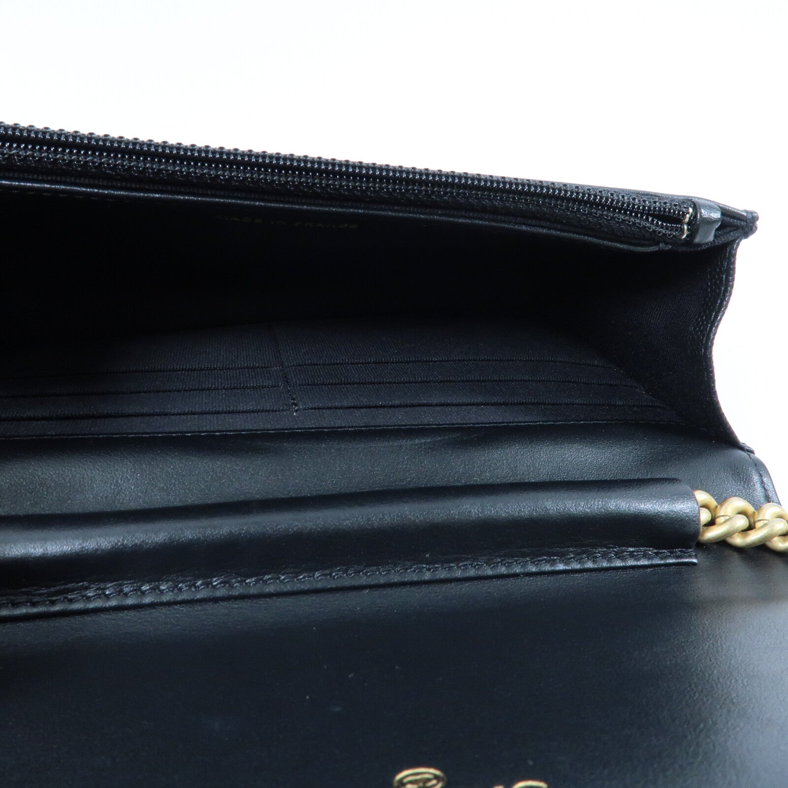 CHANEL 牛皮皮革Boy Wallet On Chain金扣鏈帶肩背袋