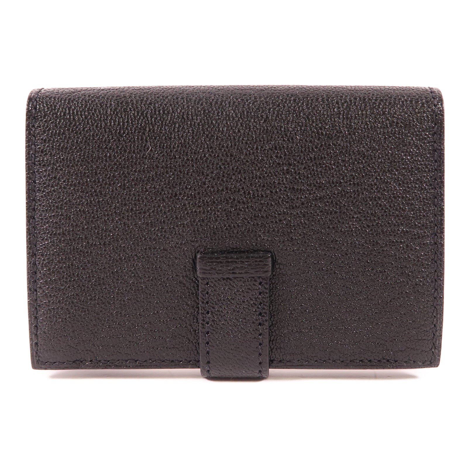 HERMES GHW Bearn Mini Bifold Wallet Chevre Mysore Leather Noir Black