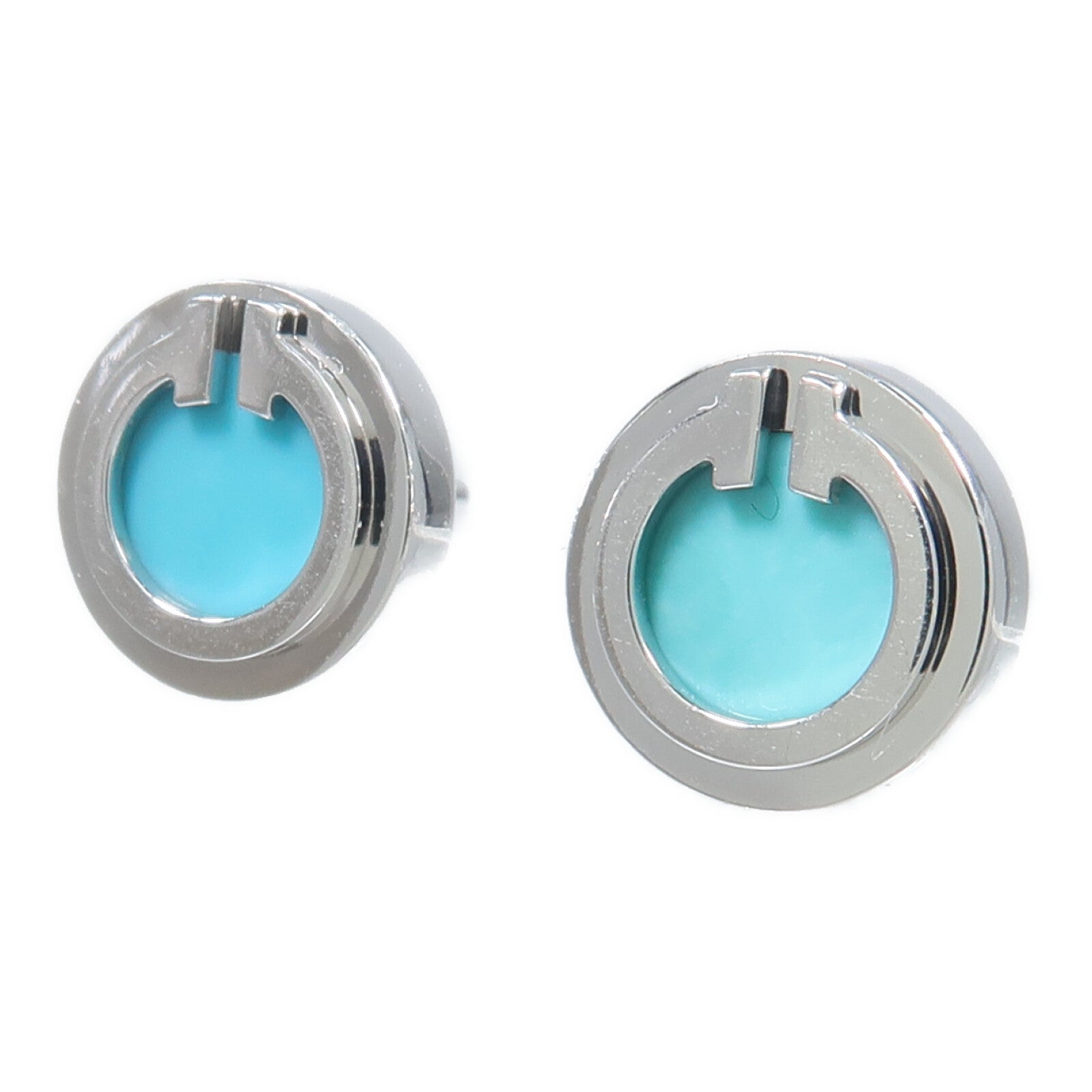 TIFFANY＆CO 18K白金T Turquoise Circle耳環