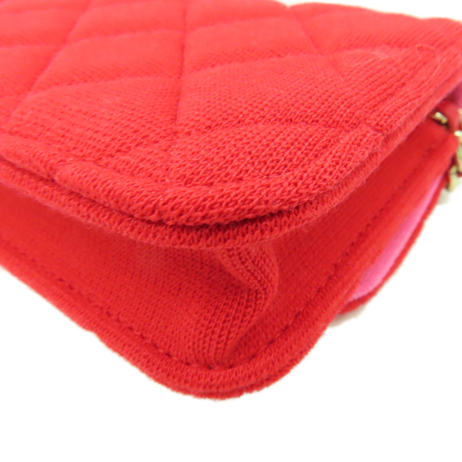CHANEL 【激減優惠】菱格帆布Chain Shoulder Bag金扣鏈帶肩背袋紅色/粉紅色