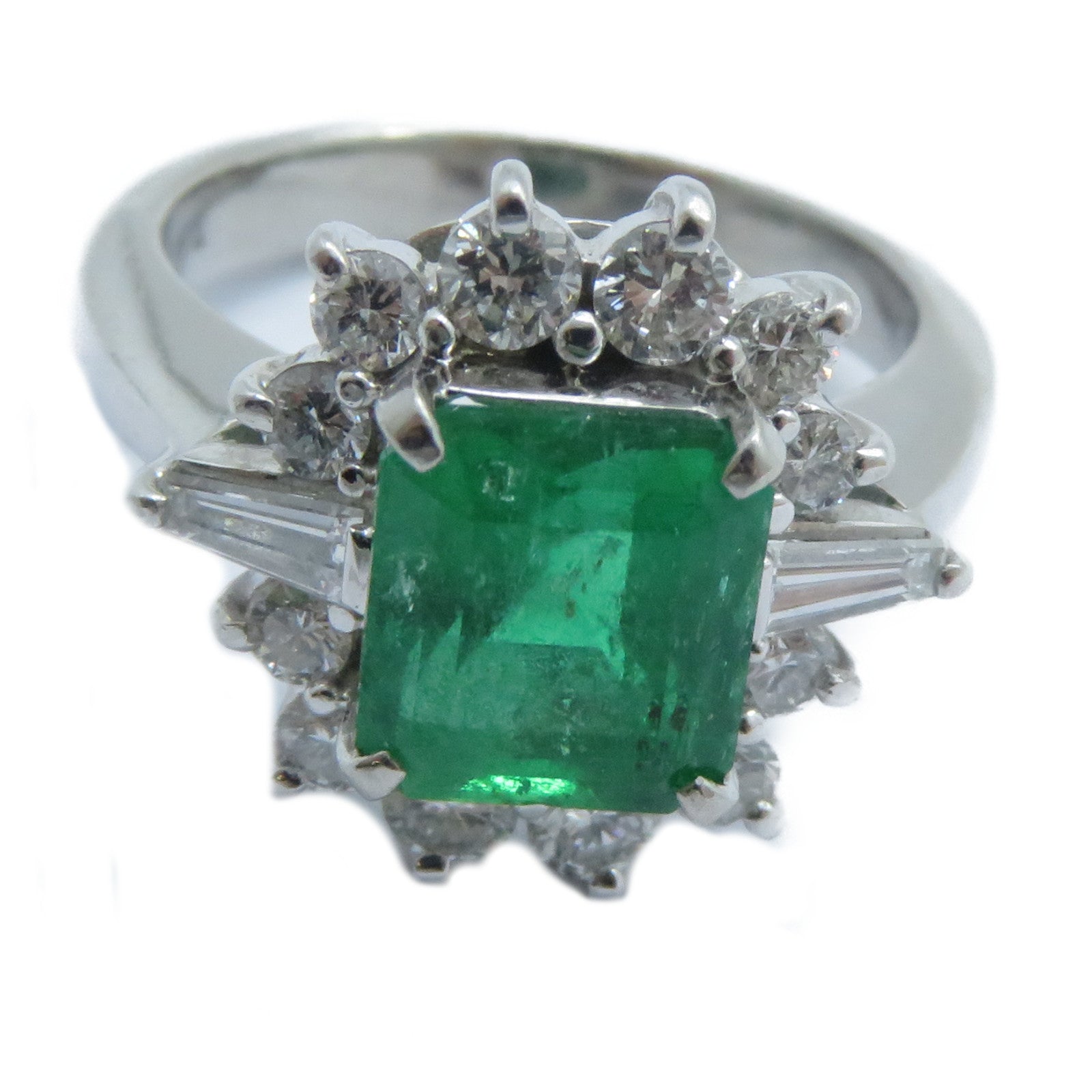 JEWELRY 【激減優惠】PT900鉑金Emerald Diamond Ring 1.92ct綠寶石/0.74ct鑽石戒指US#5