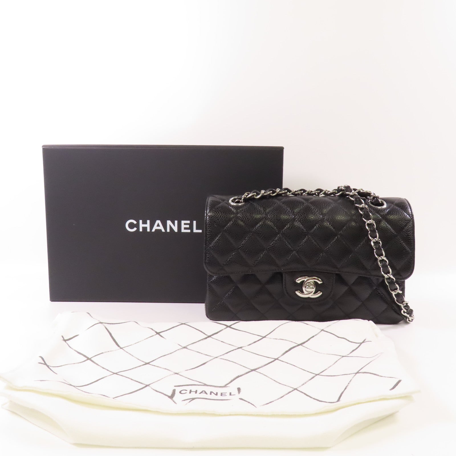 CHANEL 牛皮皮革Classic 23銀扣鏈帶肩背袋