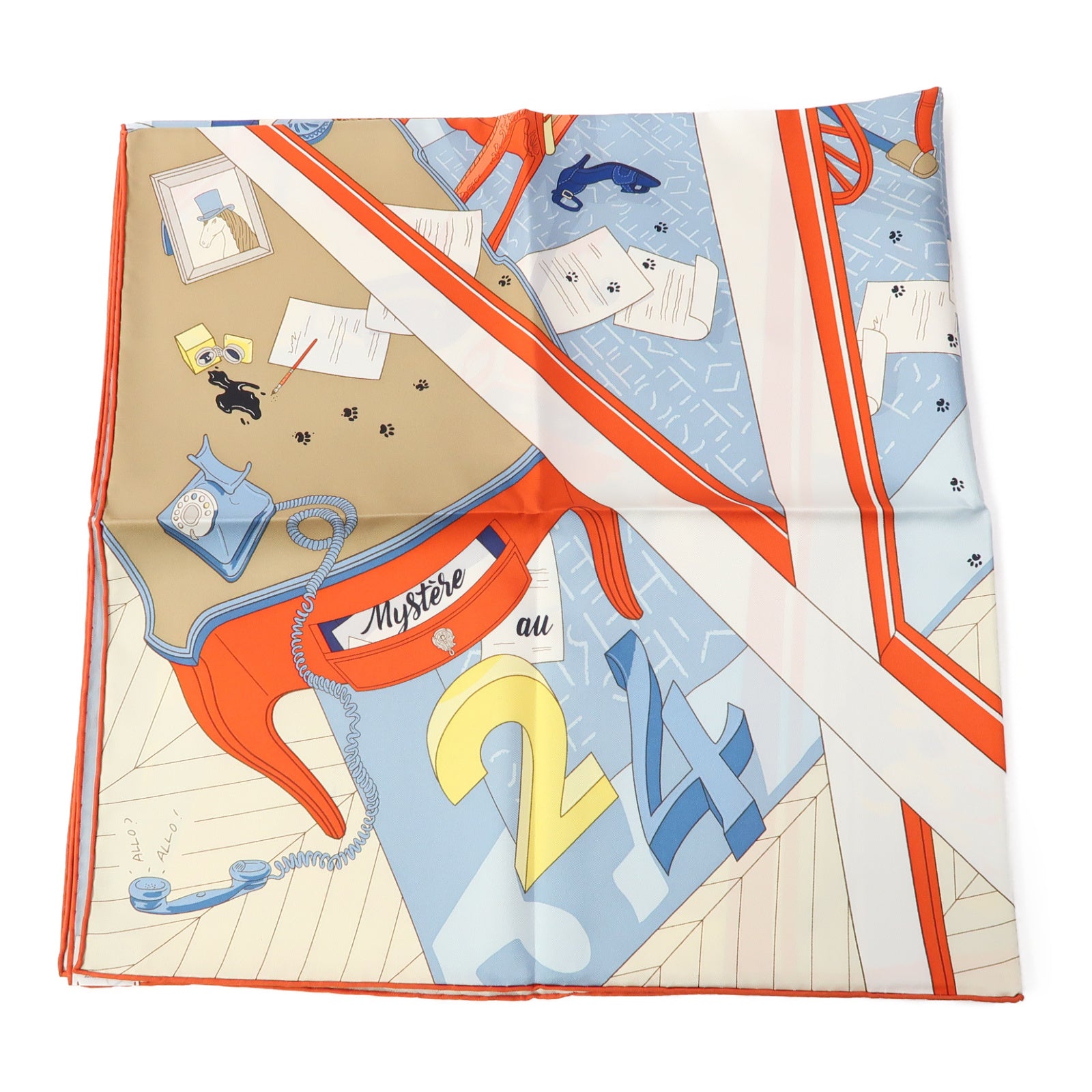 HERMES 【激減優惠】絲質Scarf圍巾米色/橙色/藍色