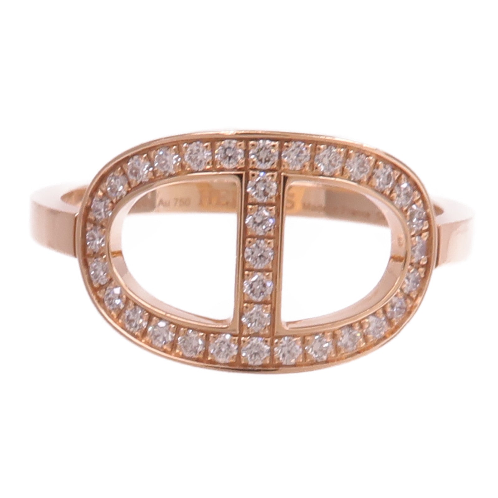 HERMES 18K玫瑰金Chaine d'ancre Contour鑽石戒指