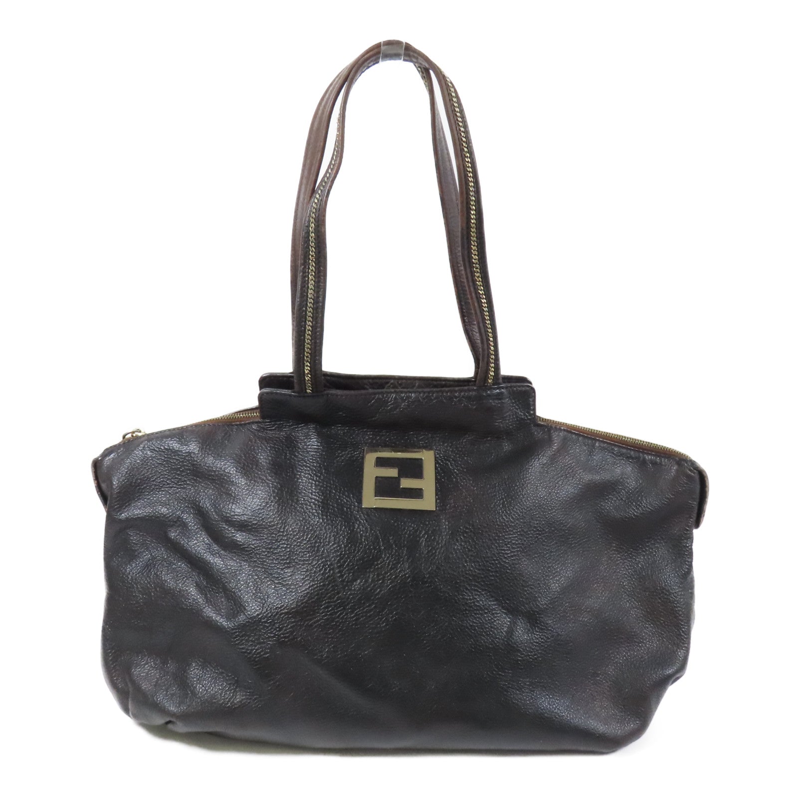 FENDI 皮革Shoulder Bag金扣肩背袋