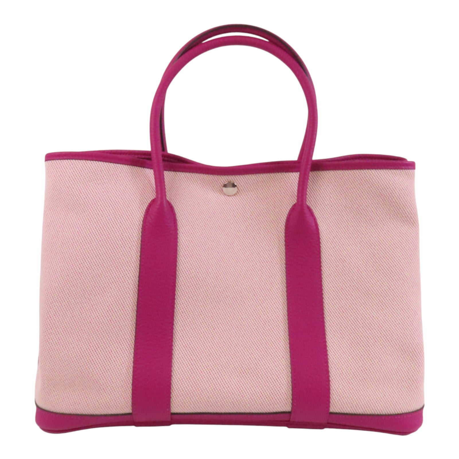 HERMES 帆布Garden Party PM銀扣手挽袋