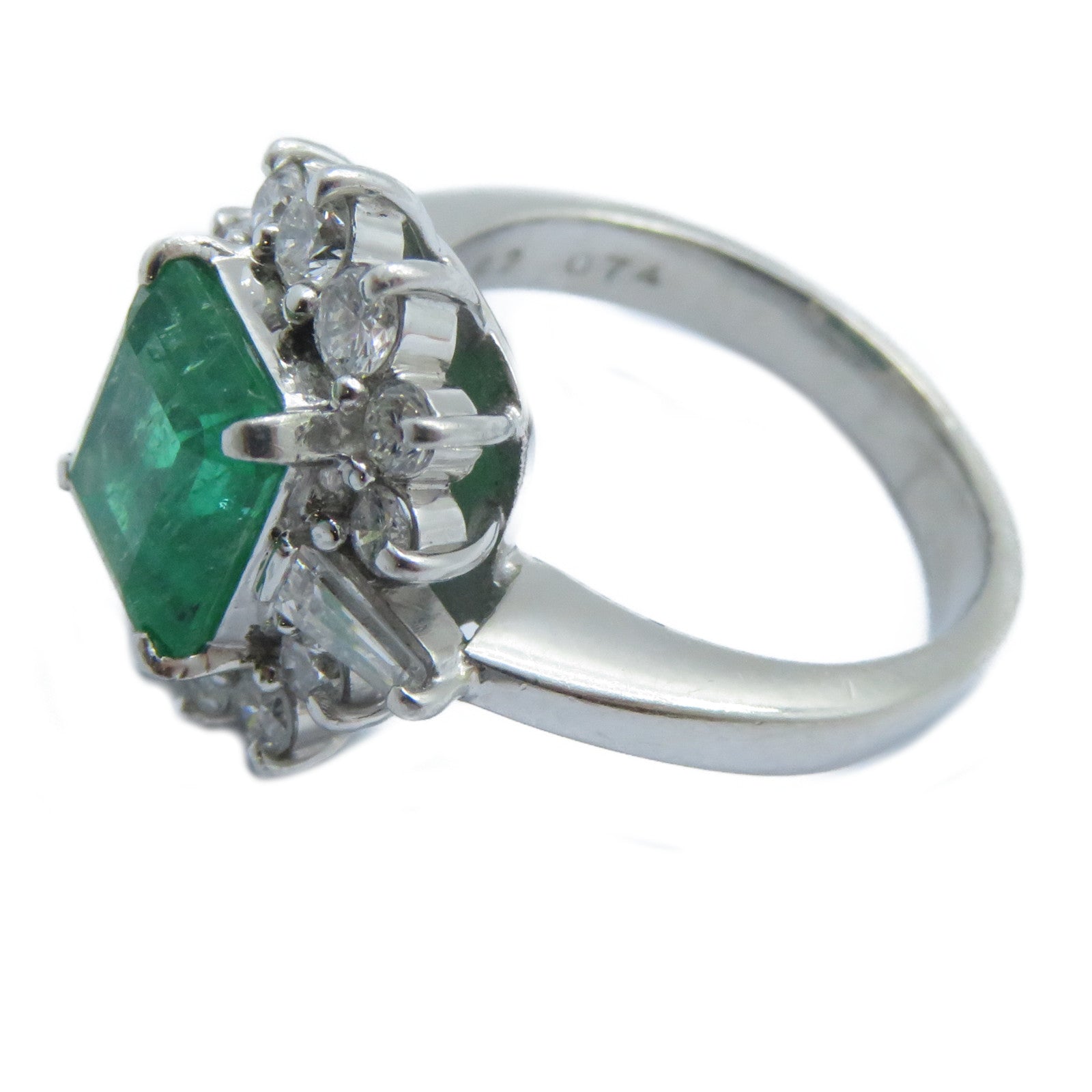 JEWELRY 【激減優惠】PT900鉑金Emerald Diamond Ring 1.92ct綠寶石/0.74ct鑽石戒指US#5