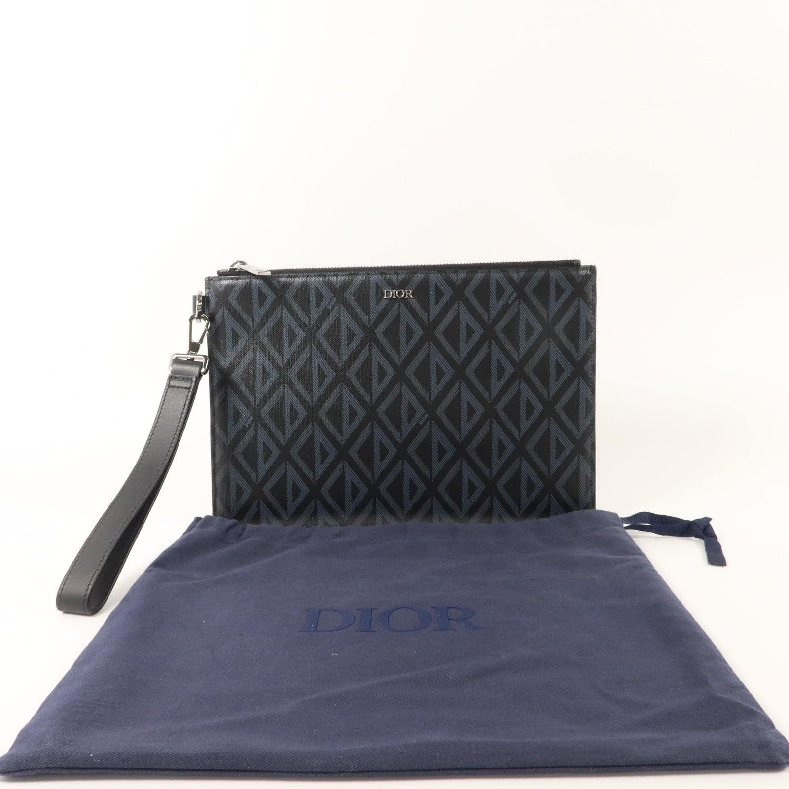 Dior 塗層帆布A5 CD Diamond Pouch銀扣小袋