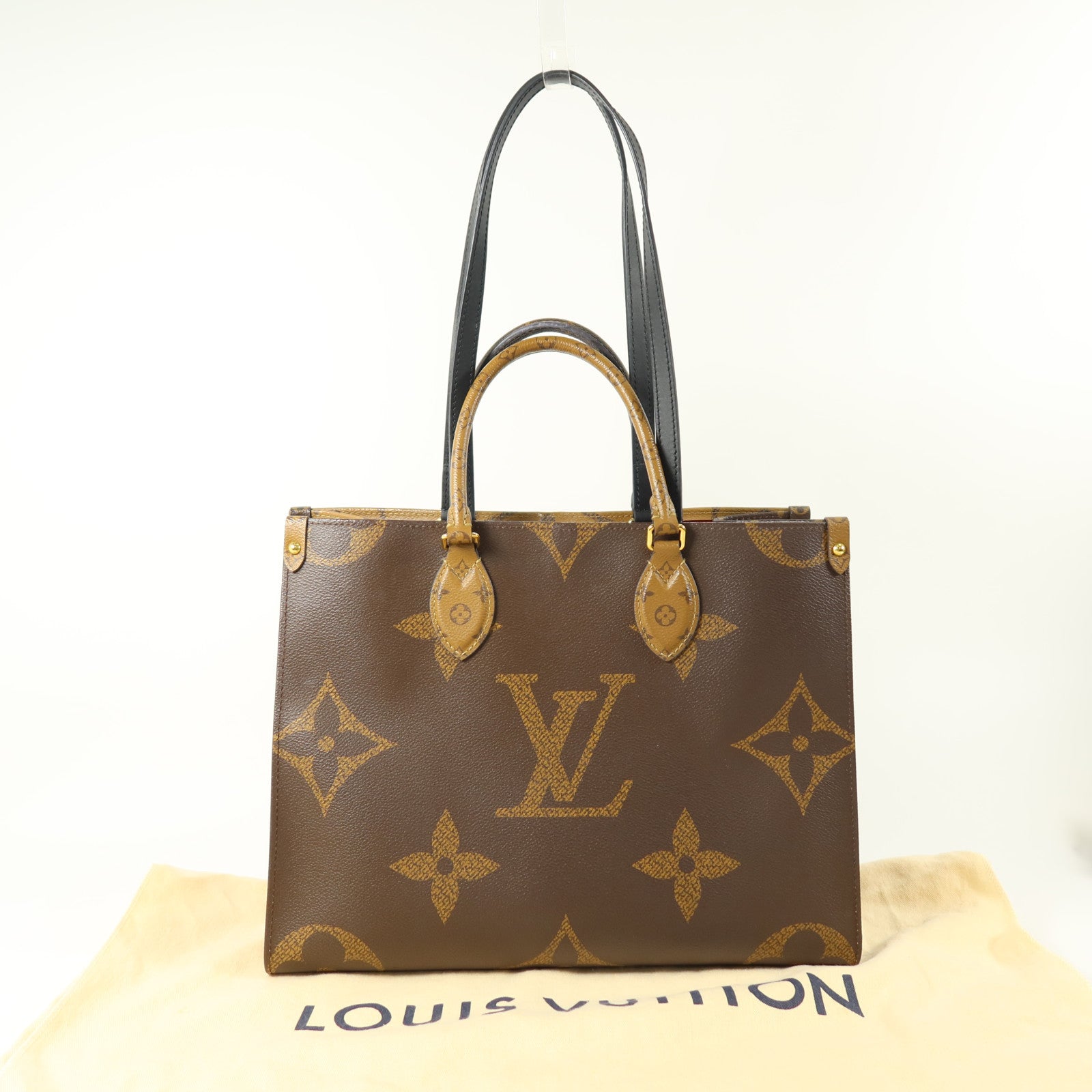 LOUIS VUITTON Monogram Reverse On The Go MM金扣手挽肩背兩用袋