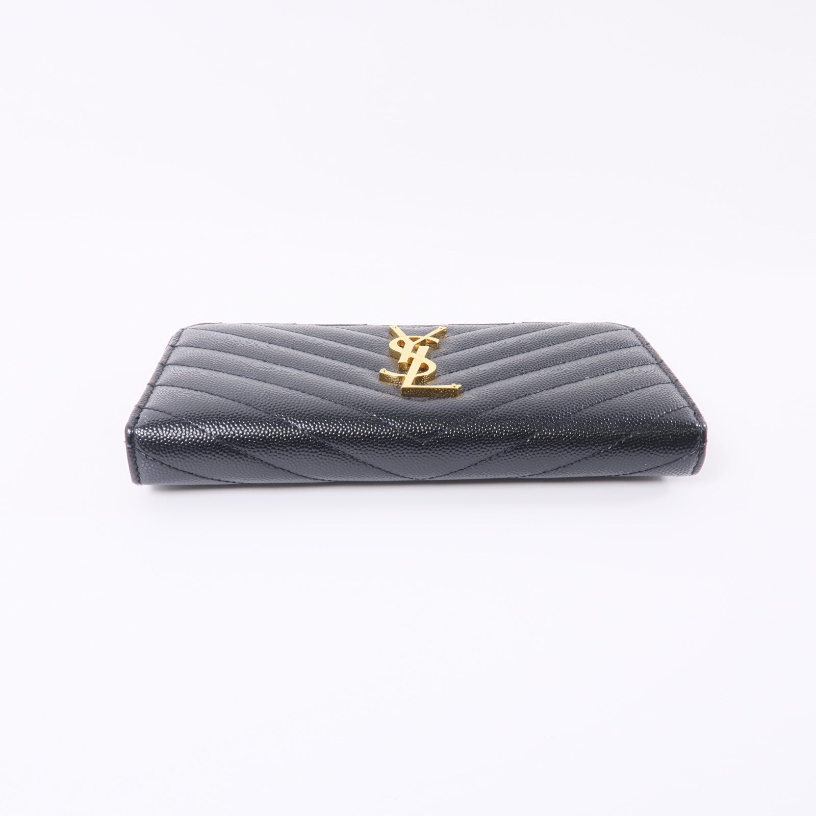 SAINT LAURENT 牛皮皮革Zipped Long Wallet金扣長錢包黑色