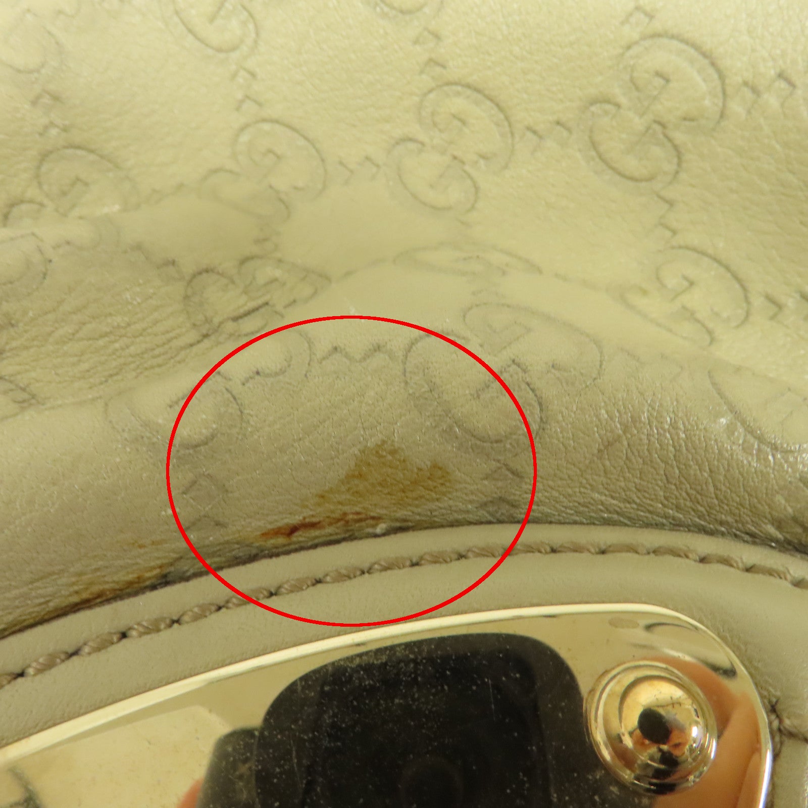 GUCCI 【激減優惠】牛皮皮革Shoulder Bag金扣手挽肩背兩用袋白色