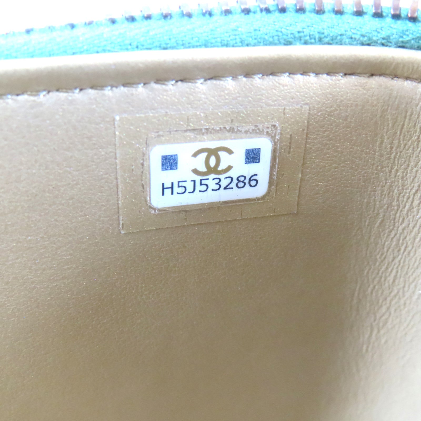 CHANEL 菱格羊皮皮革Vanity Bag金扣鏈帶肩背袋綠色