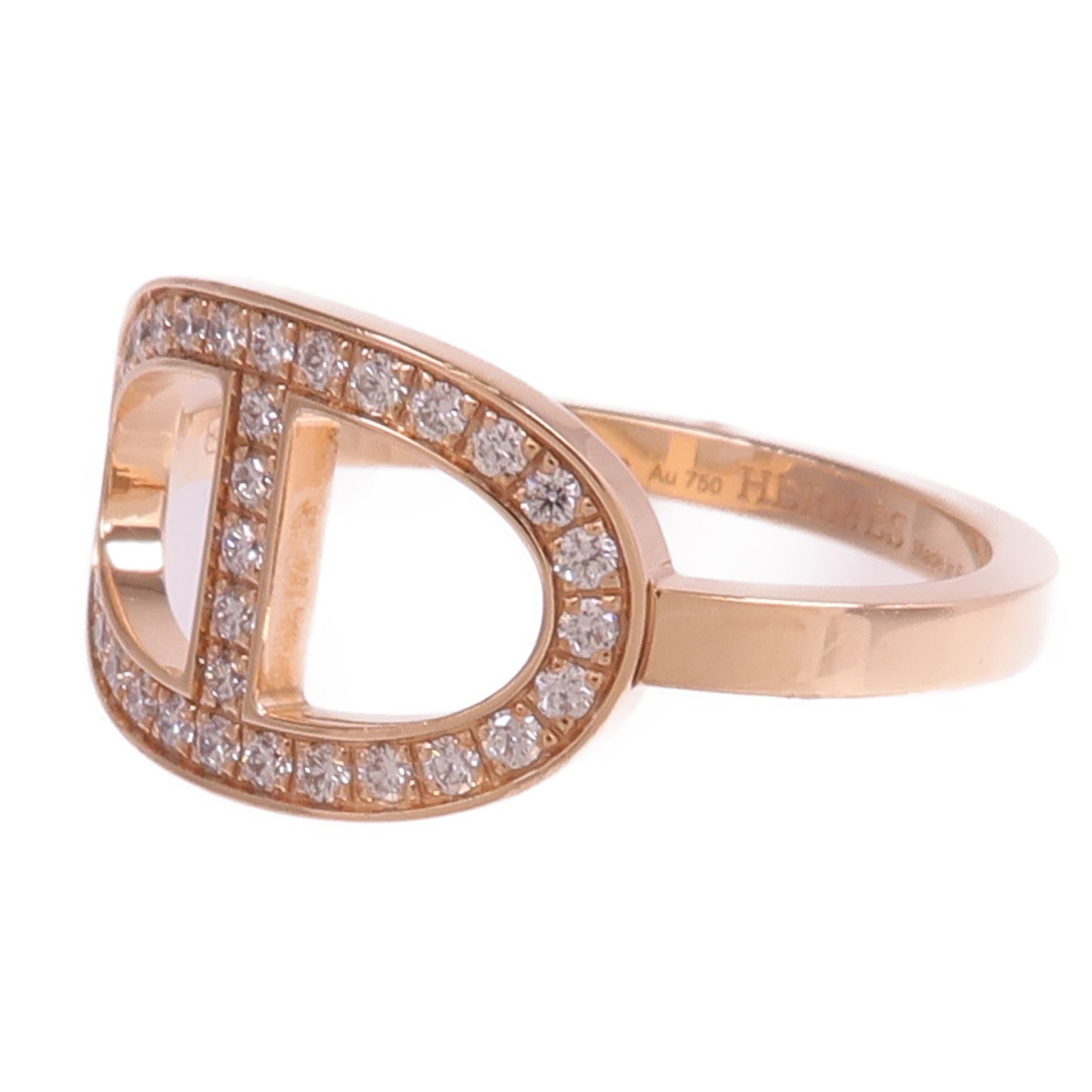 HERMES 18K玫瑰金Chaine d'ancre Contour鑽石戒指