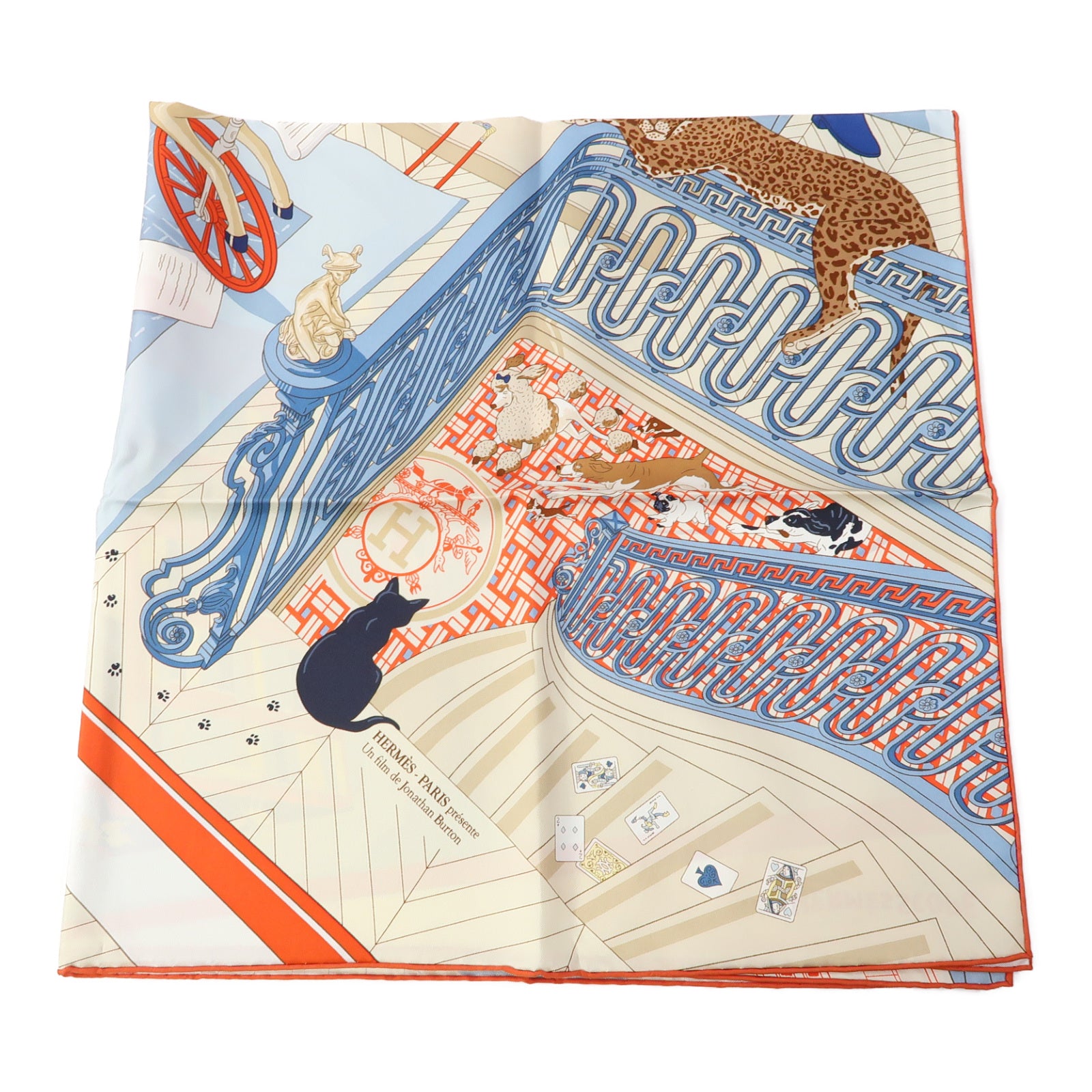 HERMES 【激減優惠】絲質Scarf圍巾米色/橙色/藍色