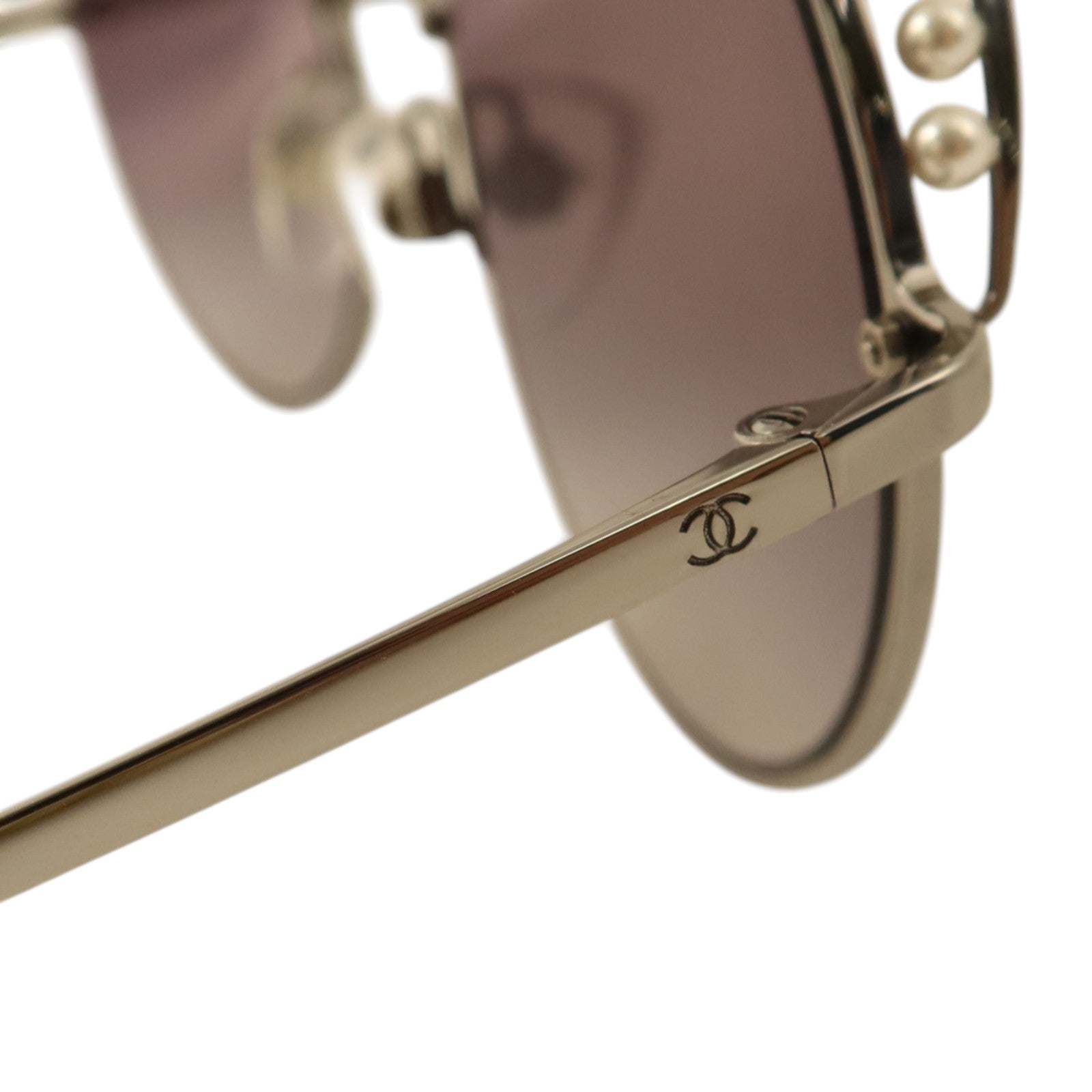 CHANEL 金屬/PVC Pearl Round Sunglasses太陽眼鏡