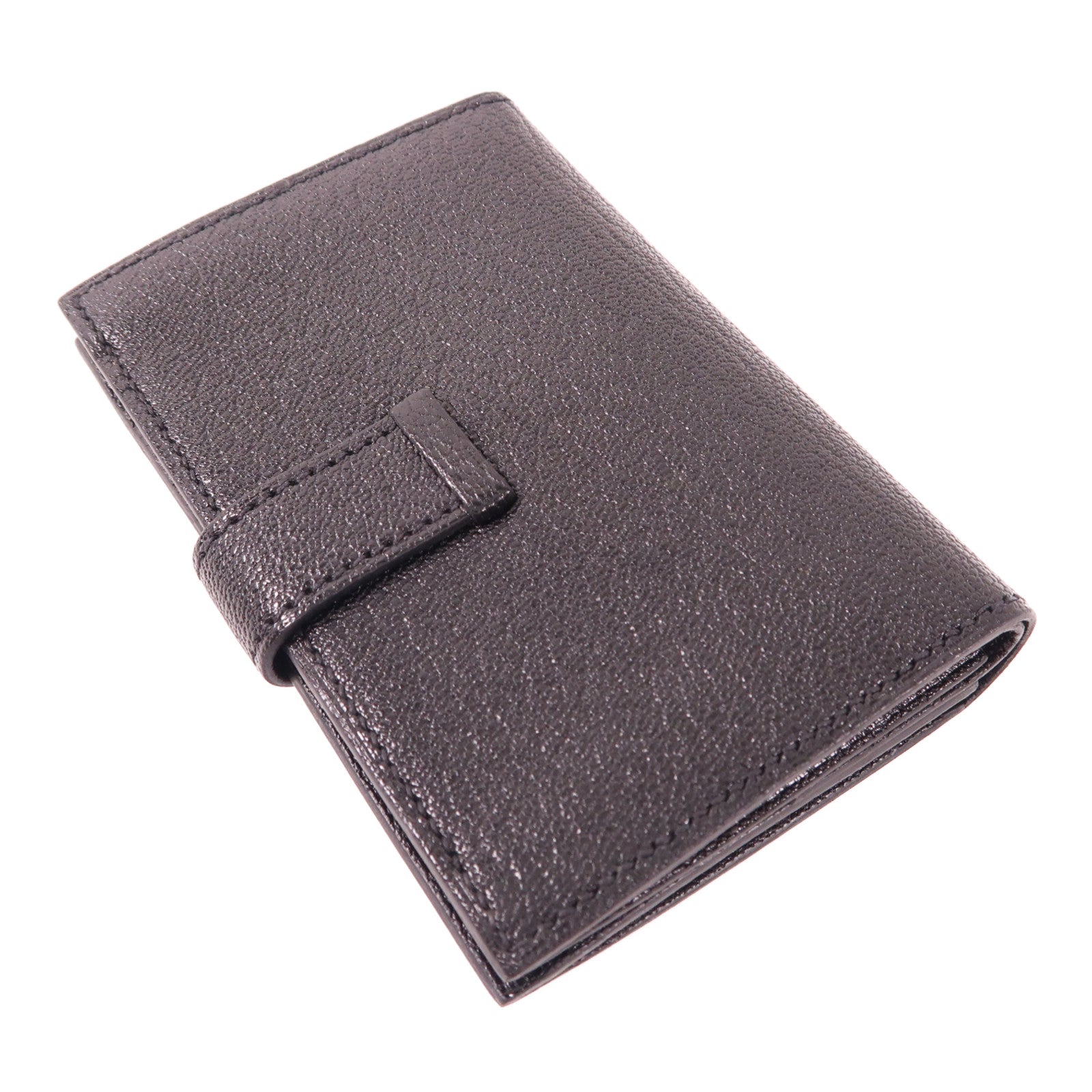 HERMES Chevre Mysore皮革Bearn Mini Bifold Wallet金扣錢包Noir