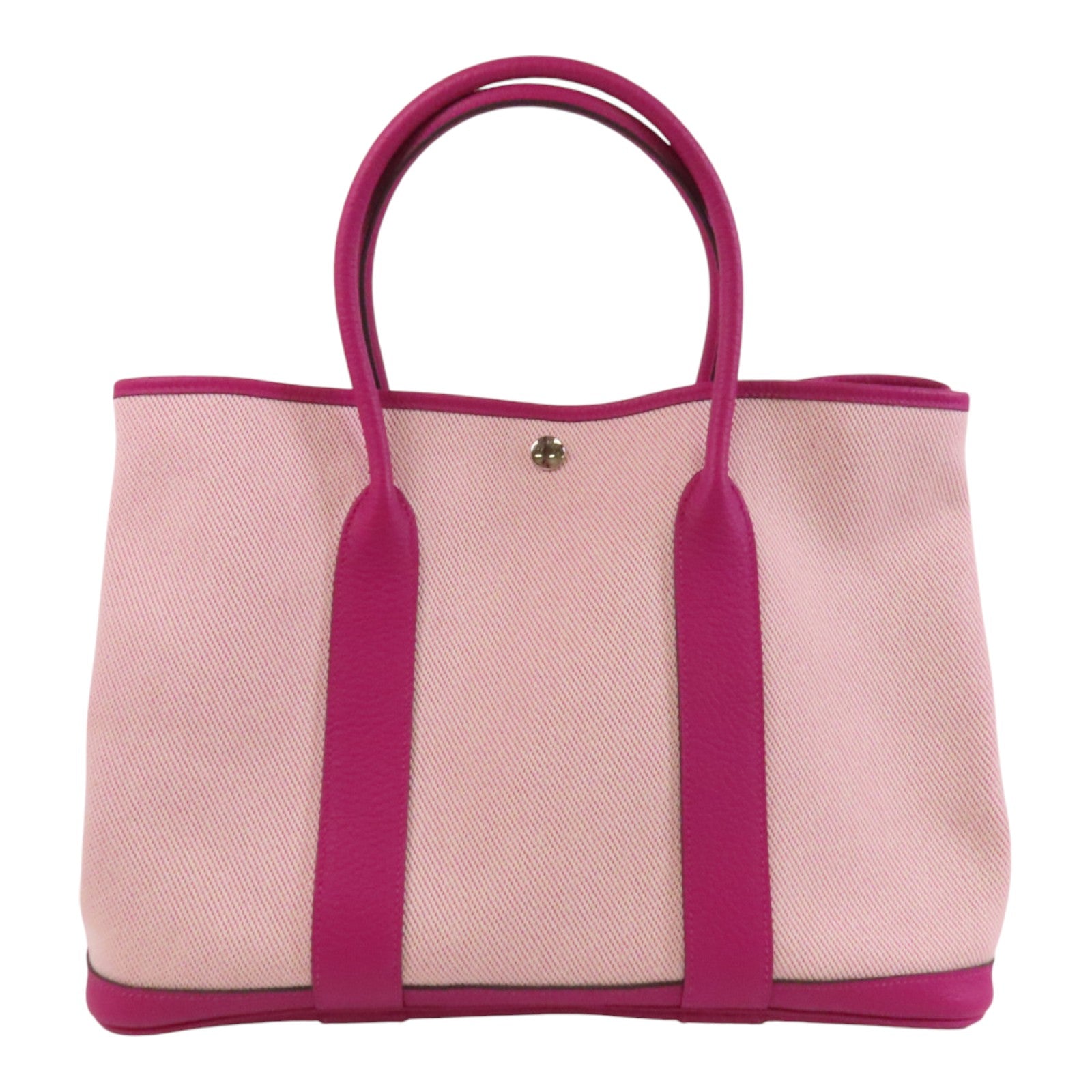 HERMES 帆布Garden Party PM銀扣手挽袋