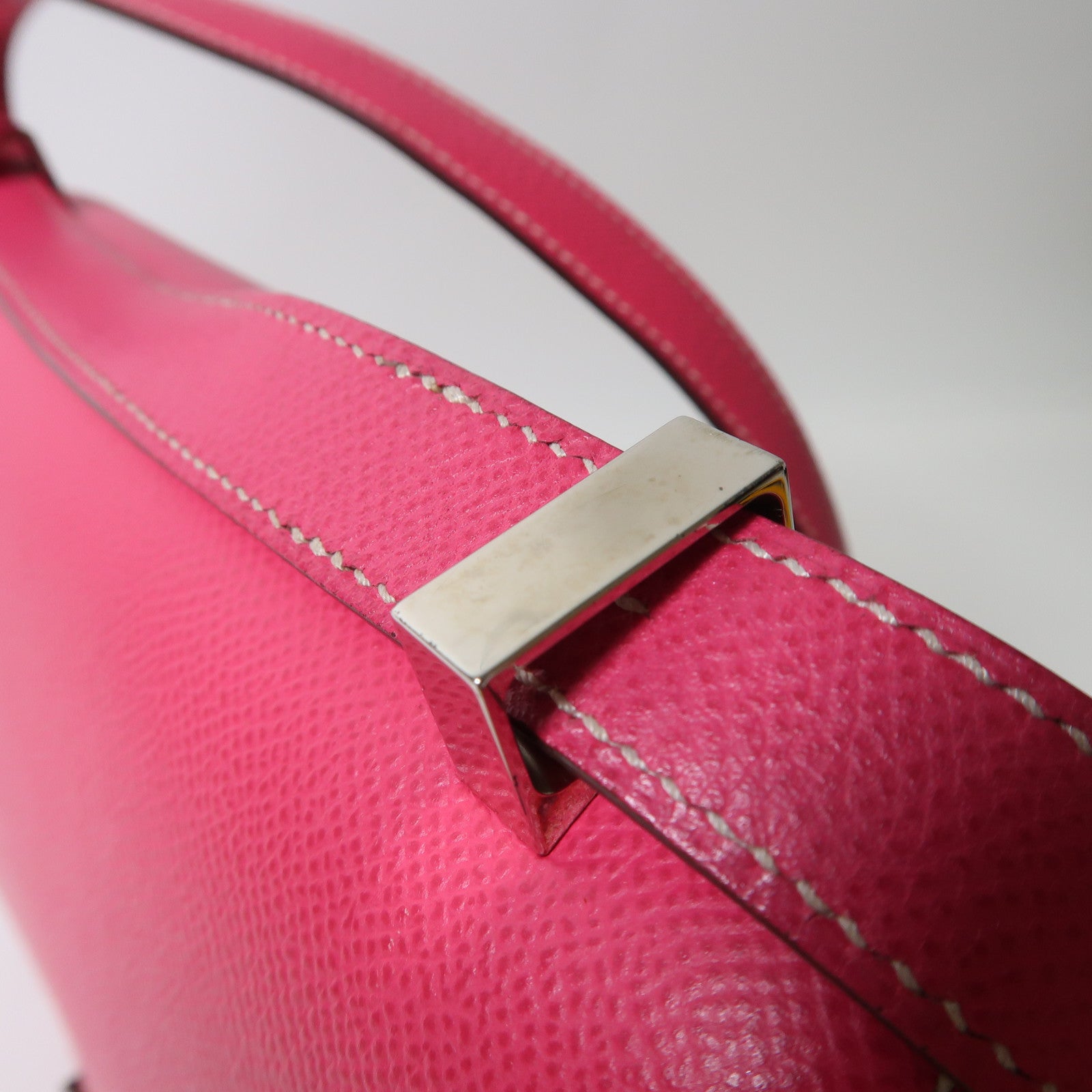 HERMES Epsom皮革Constance 24銀扣肩背袋Rose Tyrien粉紅色