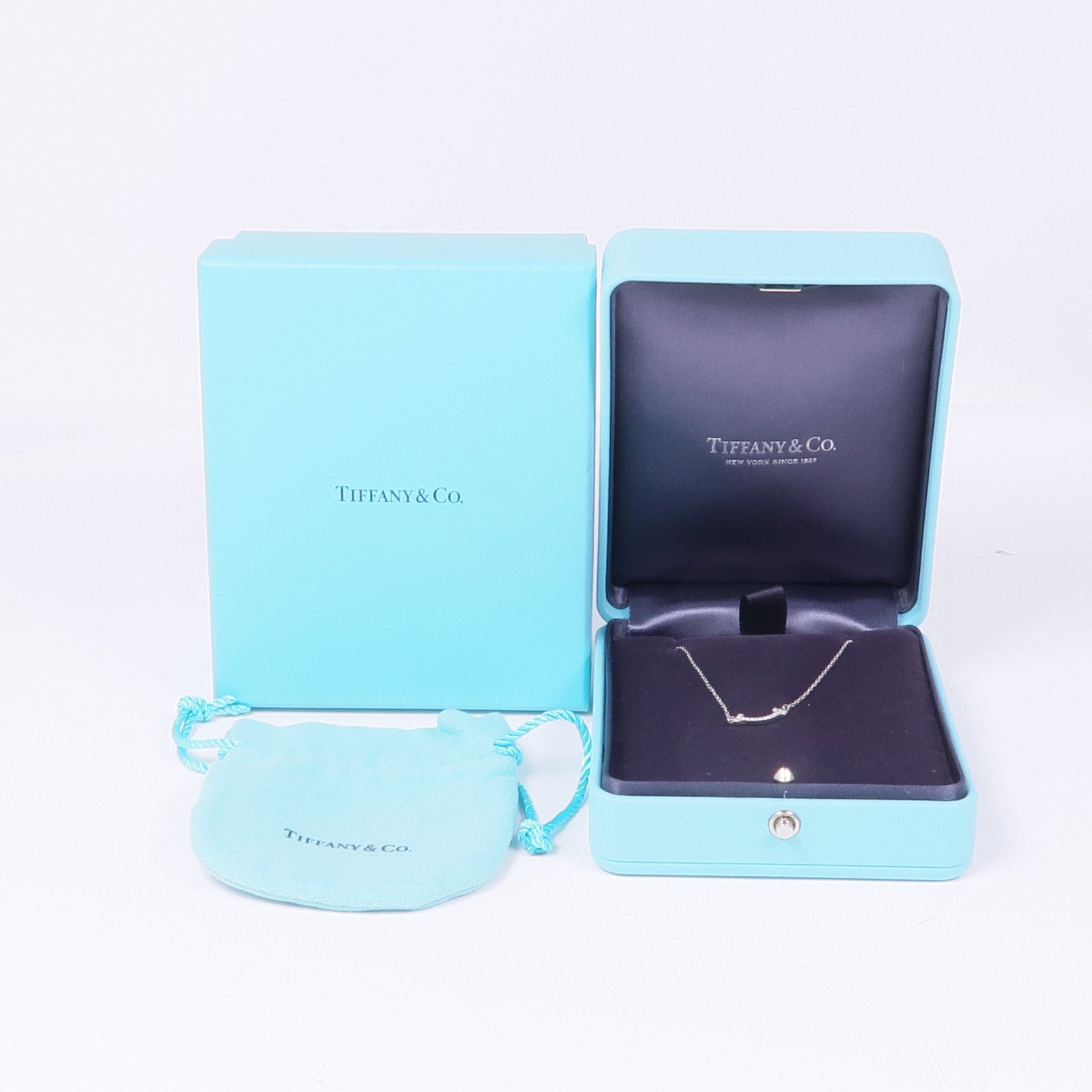 TIFFANY＆CO 18K白金T Smile鑽石項鍊