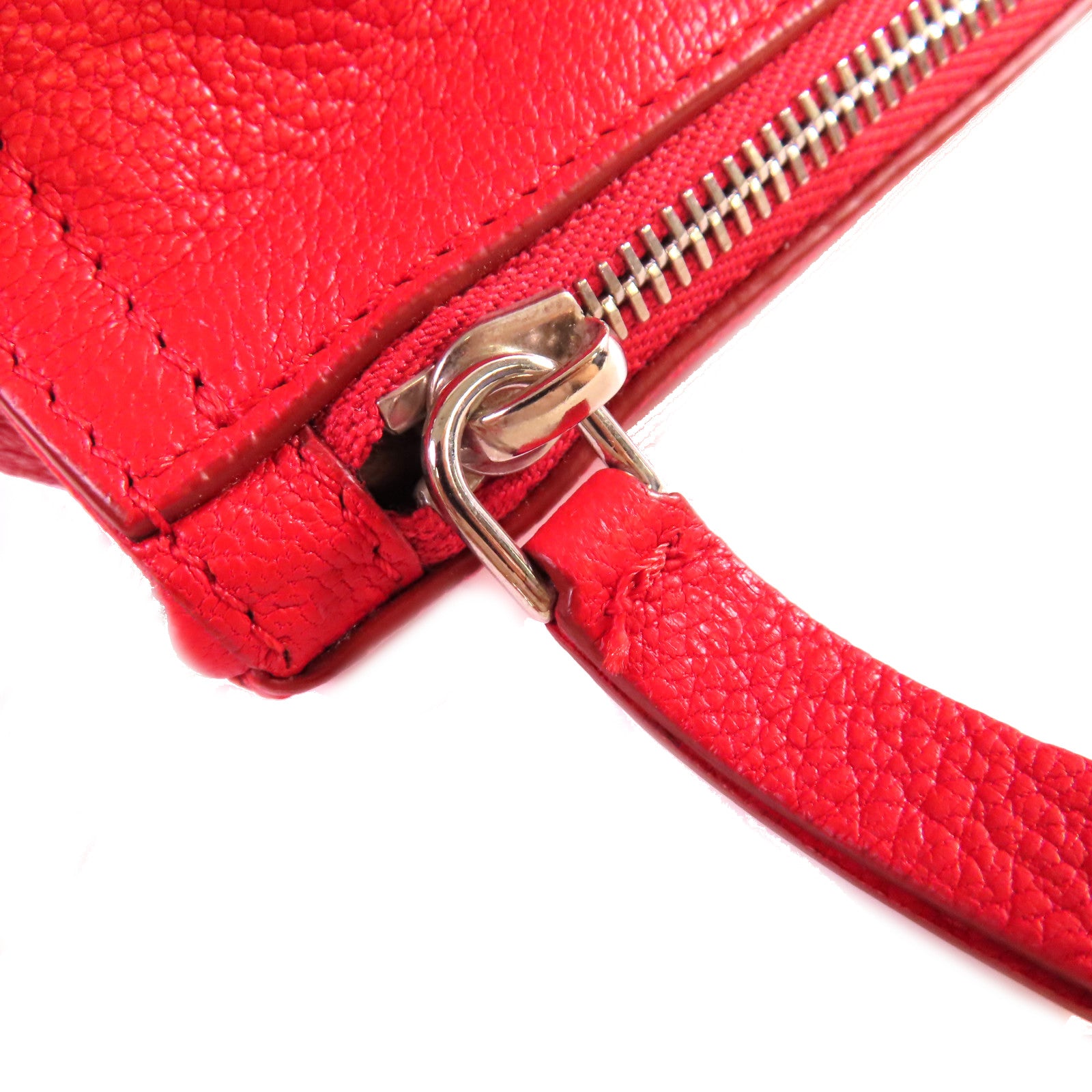 GIVENCHY 皮革Pandora Pouch with Handle銀扣手挽袋紅色