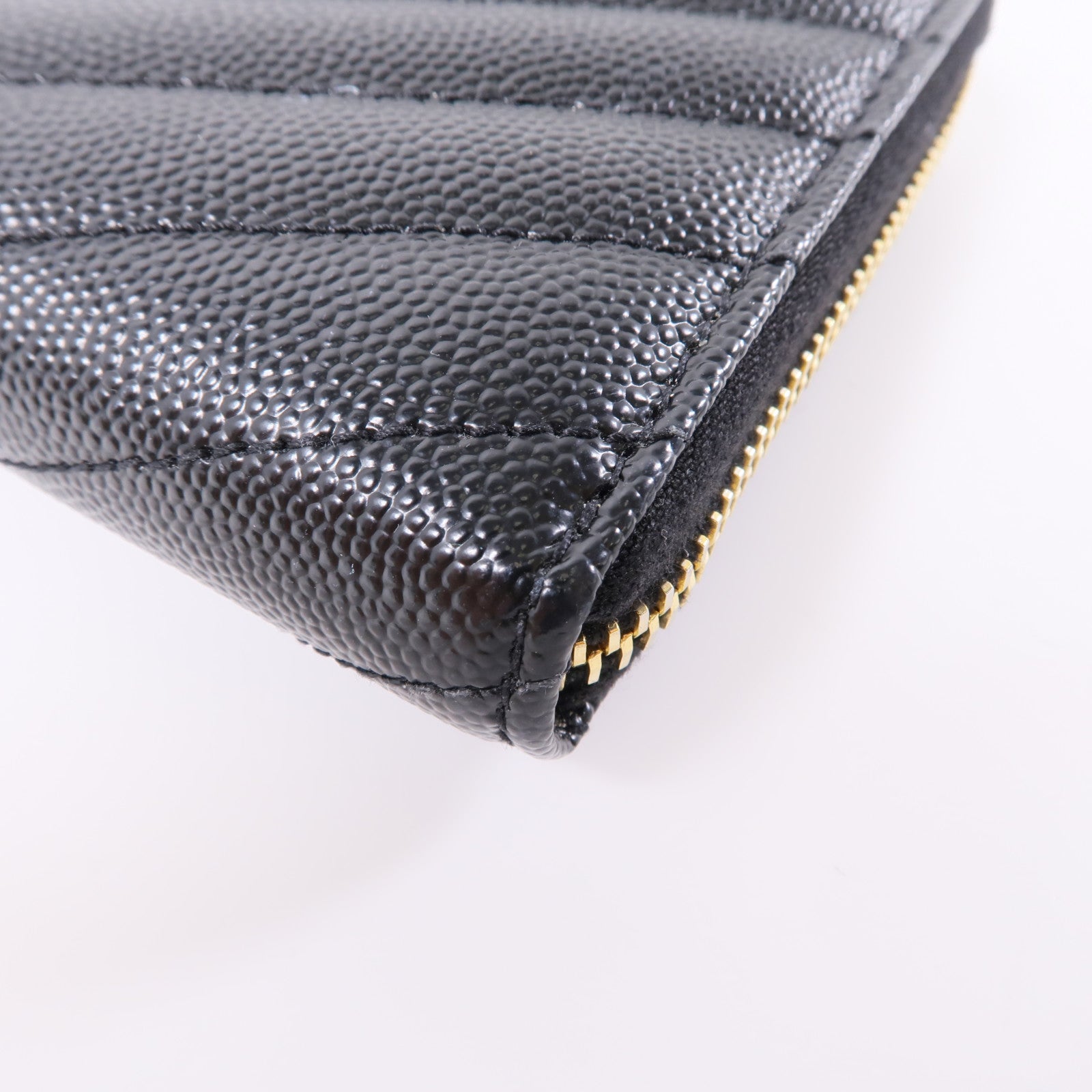 SAINT LAURENT 牛皮皮革Zipped Long Wallet金扣長錢包黑色