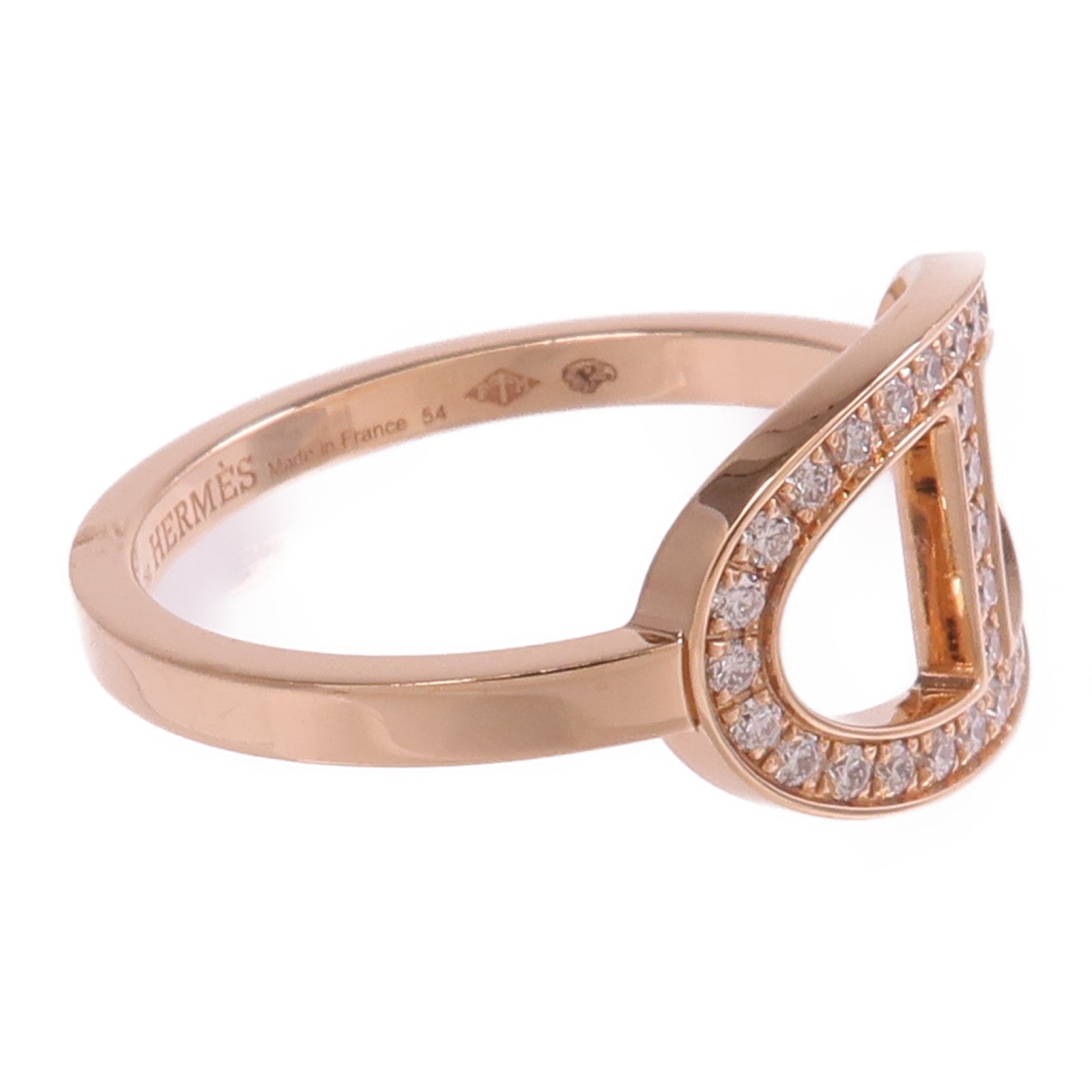 HERMES 18K玫瑰金Chaine d'ancre Contour鑽石戒指