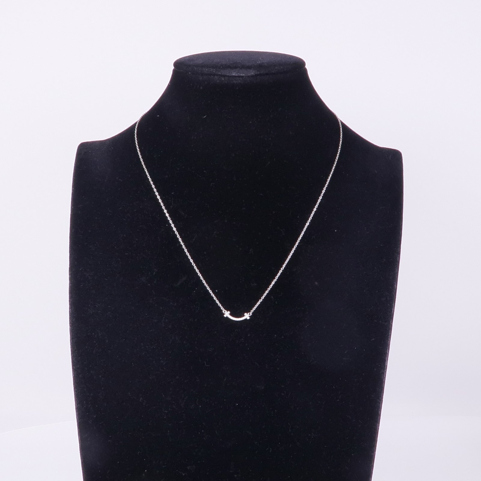 TIFFANY＆CO 18K白金T Smile鑽石項鍊